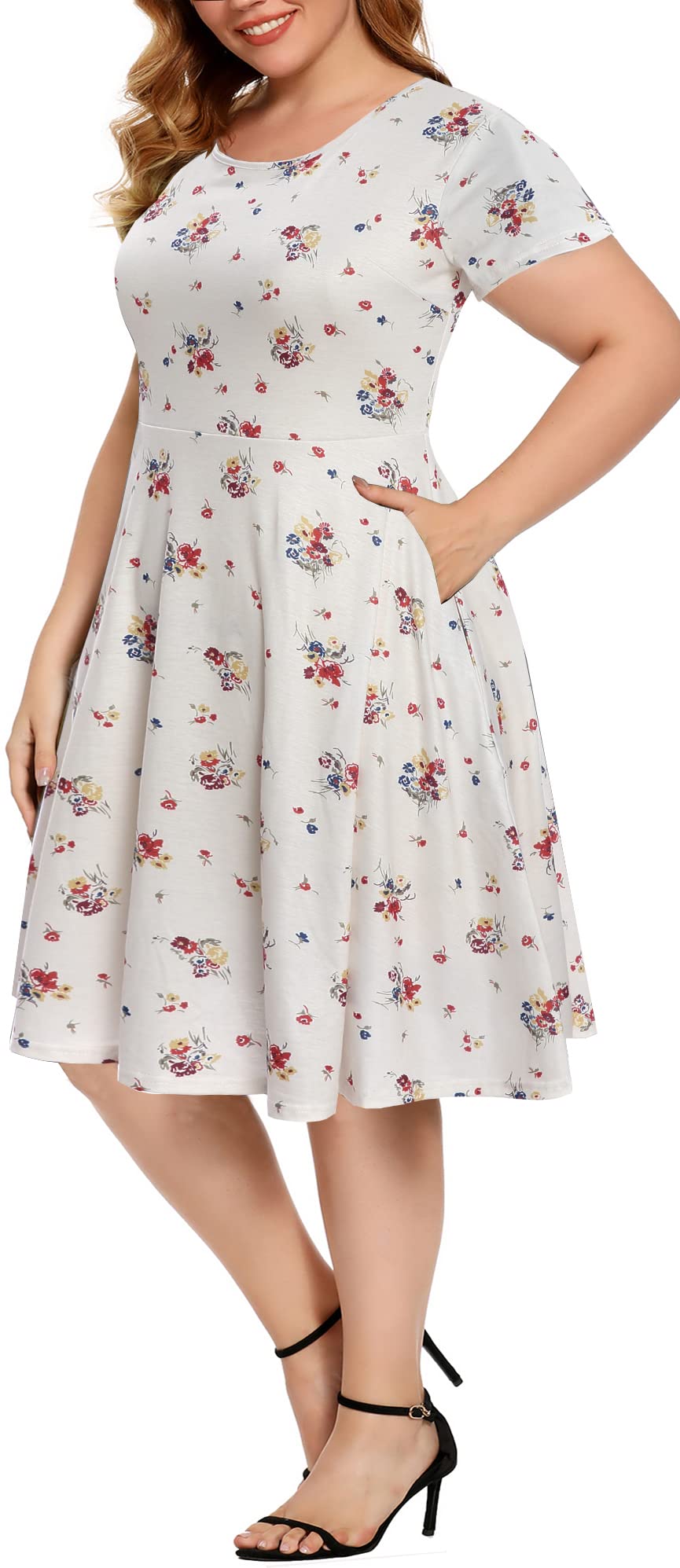 BEDOAR Women's Plus Size Summer Dresses - Flowy Empire Waist Casual Knee-Length Dress with Pockets | Perfect for Beach, Vacation & Everyday Wear