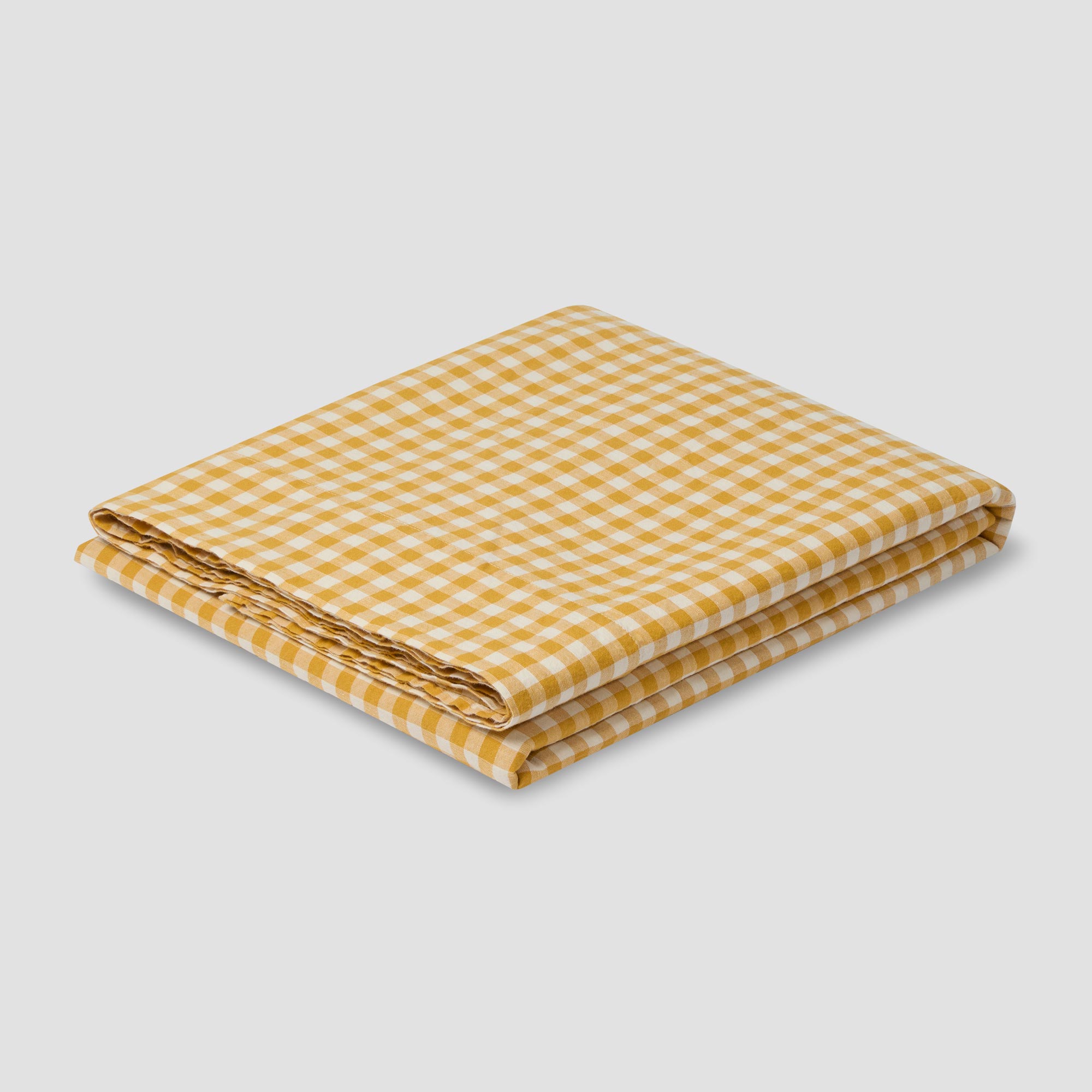 Honey Gingham Linen Blend Flat Sheet - Queen Size, Soft & Breathable Bed Sheet for Comfortable Sleep - Perfect for Bedroom, Guest Room, and Vacation Homes