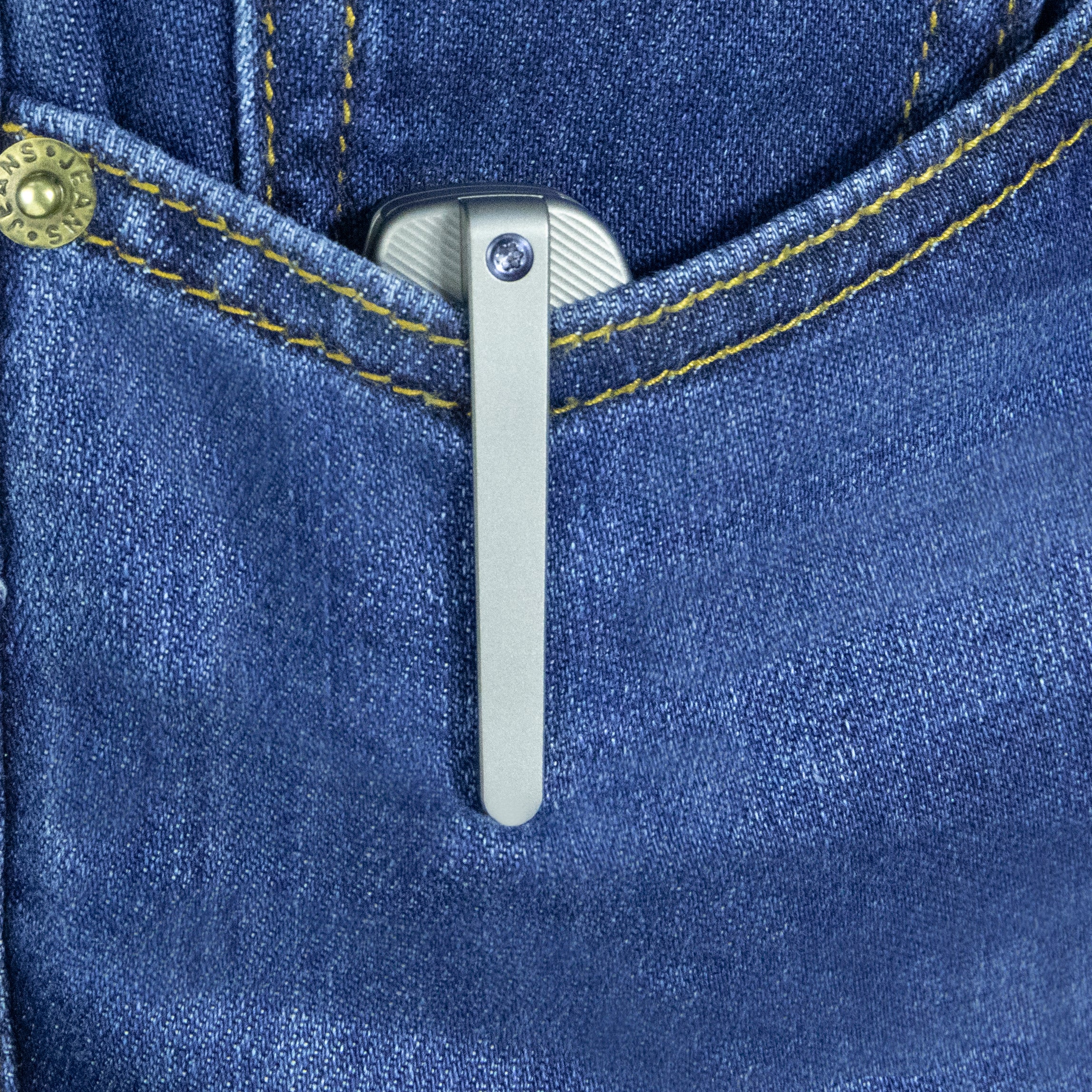 Kubey Supercell Pocket Knife - Grey Titanium Handle, 3.46