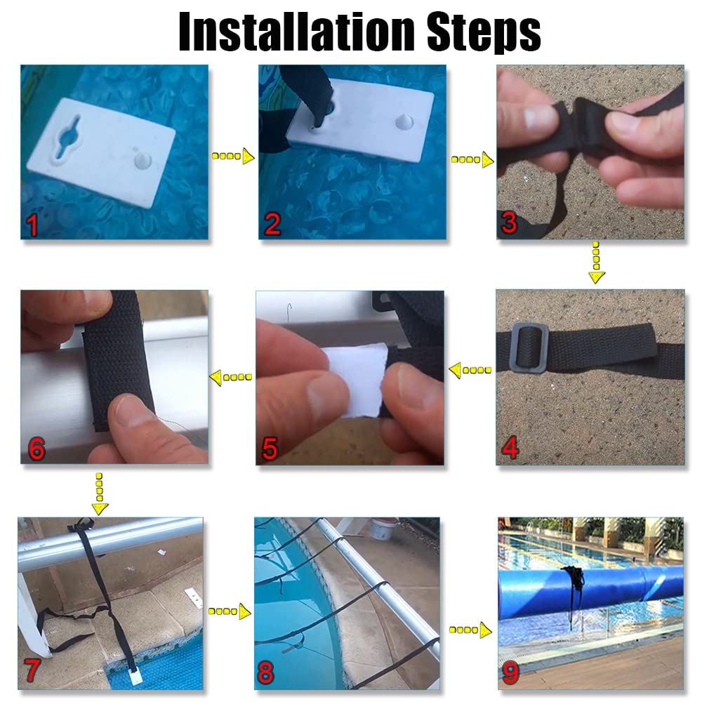 Solar Pool Cover Reel Set - Heavy Duty In-Ground Swimming Pool Solar Blanket Roller with Straps & Accessories | Easy Storage for Pool Covers | Perfect for Backyard, Residential & Commercial Pools
