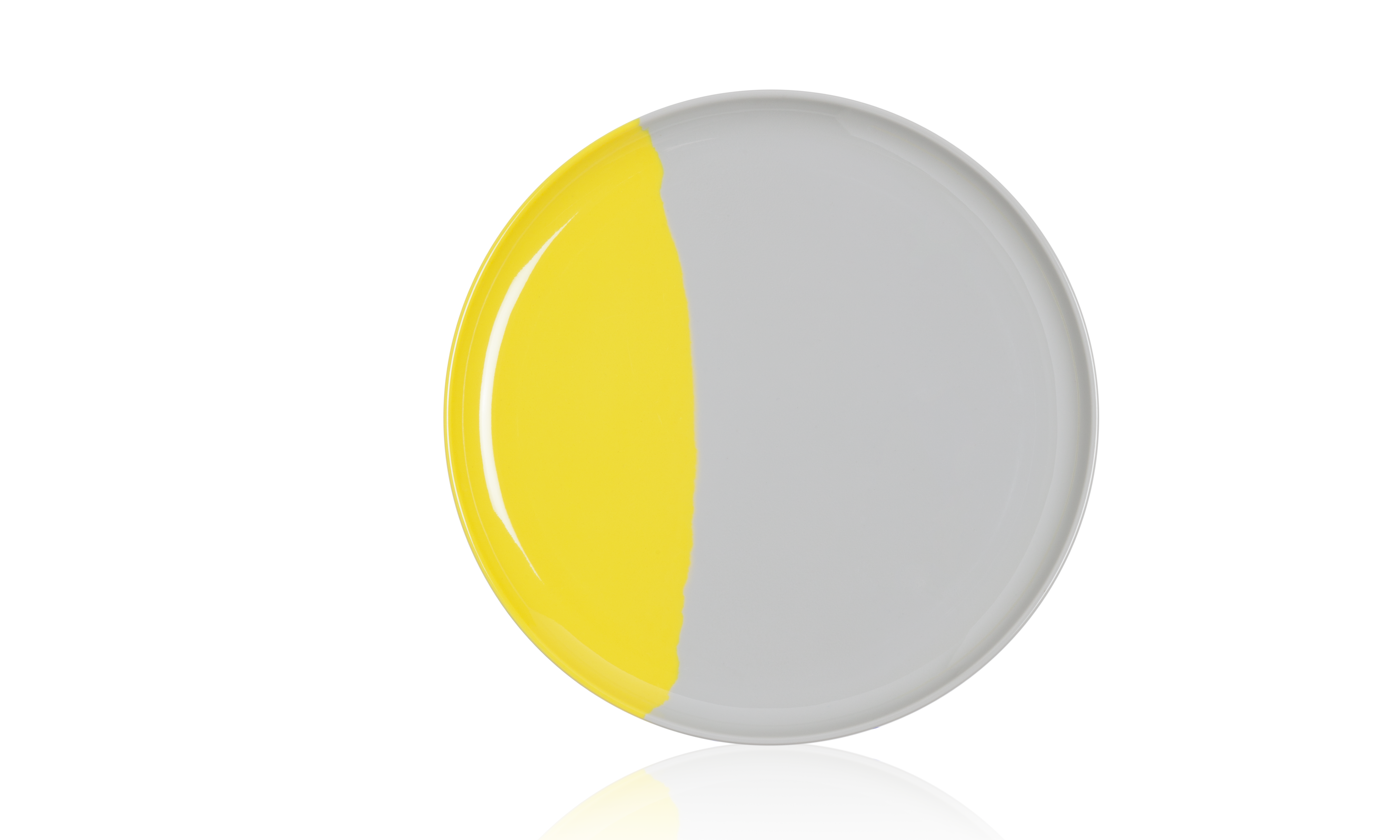 Melamine Salad & Dessert Plates Set of 4 - 1/2 Yellow & 1/2 Grey - Durable & Lightweight for Outdoor Picnics, BBQs, and Party Serving