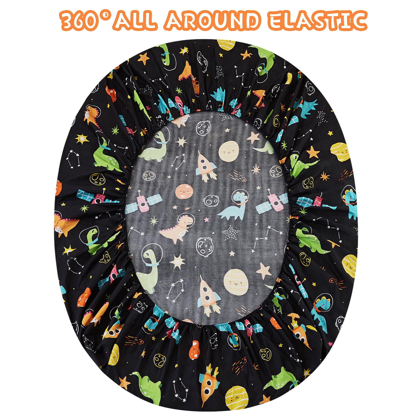 Dinosaur & Space Twin Sheet Set for Boys - Cute Planet Printed Microfiber Bedding with Deep Pocket (3-Piece Set) - Perfect for Kids' Room Decor & Space-Themed Bedrooms