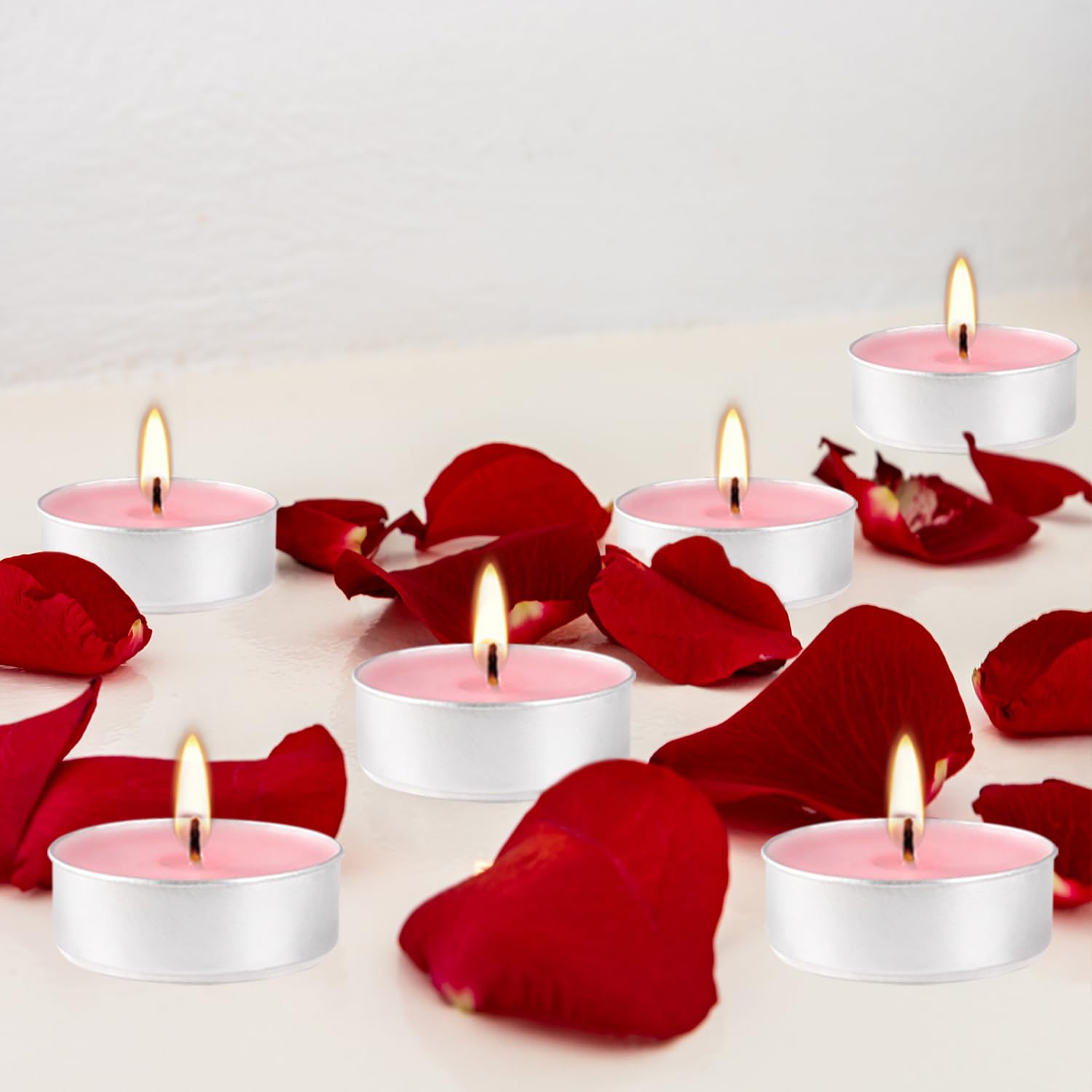 Pink Unscented Tealight Candles 100 Pack - 4-Hour Burn for Weddings, Valentine's Day & Parties