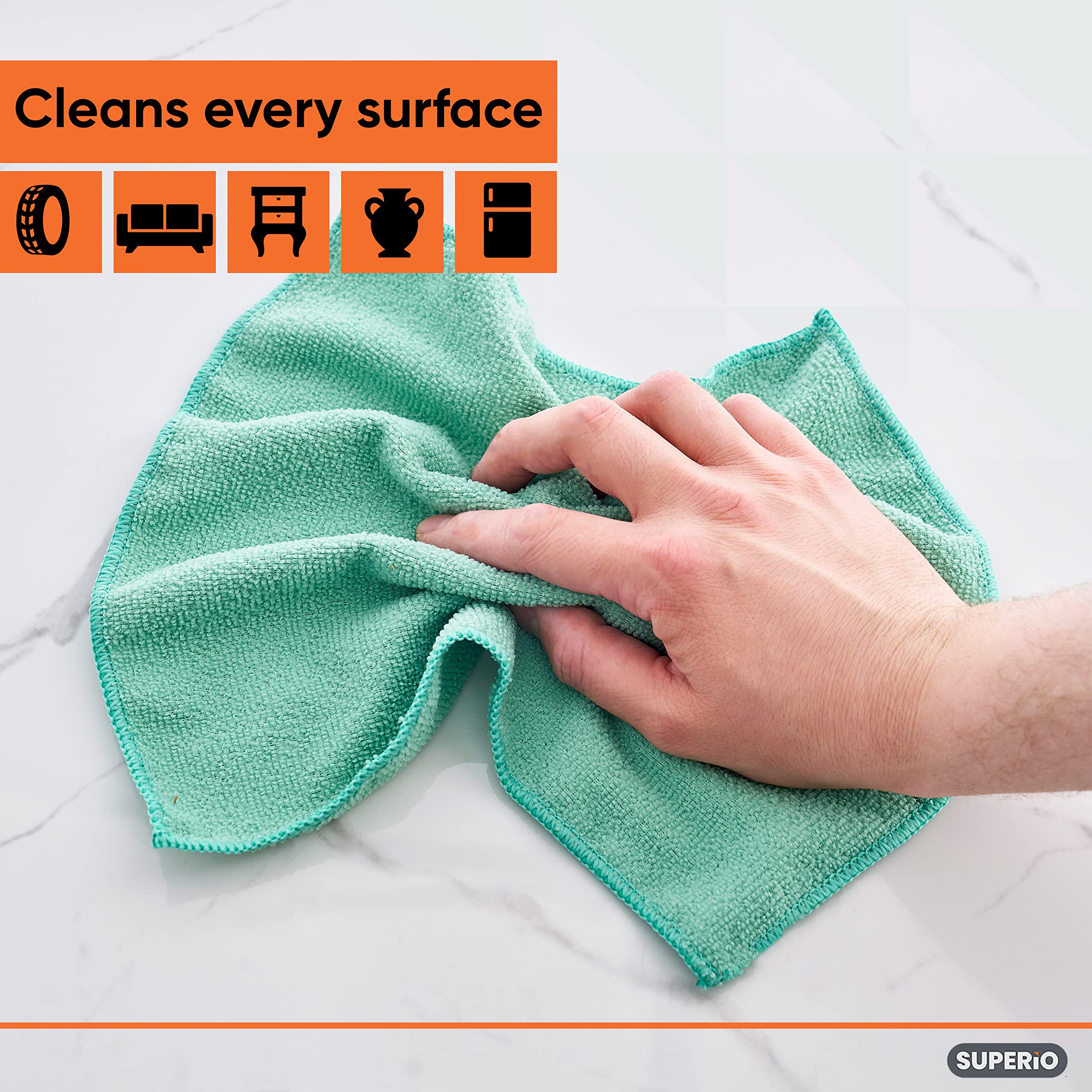 Premium Microfiber Cleaning Cloths - 12 Pack (Green/Yellow) | Ultra Absorbent, Lint-Free, Reusable & Washable | Streak-Free for Cars, Kitchen, Bathroom, Glass & Electronics | No Chemicals Needed - Perfect for Household Cleaning & Auto Detailing