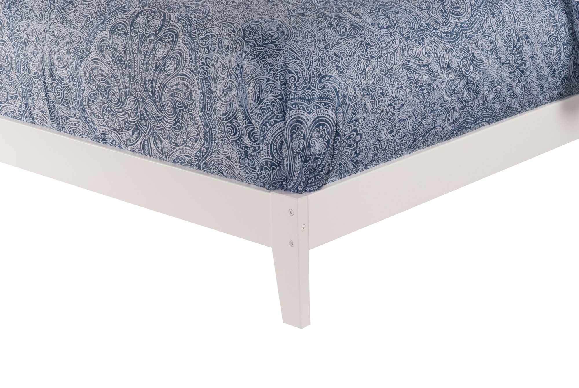 AFI Nantucket Queen Bed Frame with USB Charging Ports - Modern White Wooden Foundation Bed for Bedroom, Living Room & Guest Room