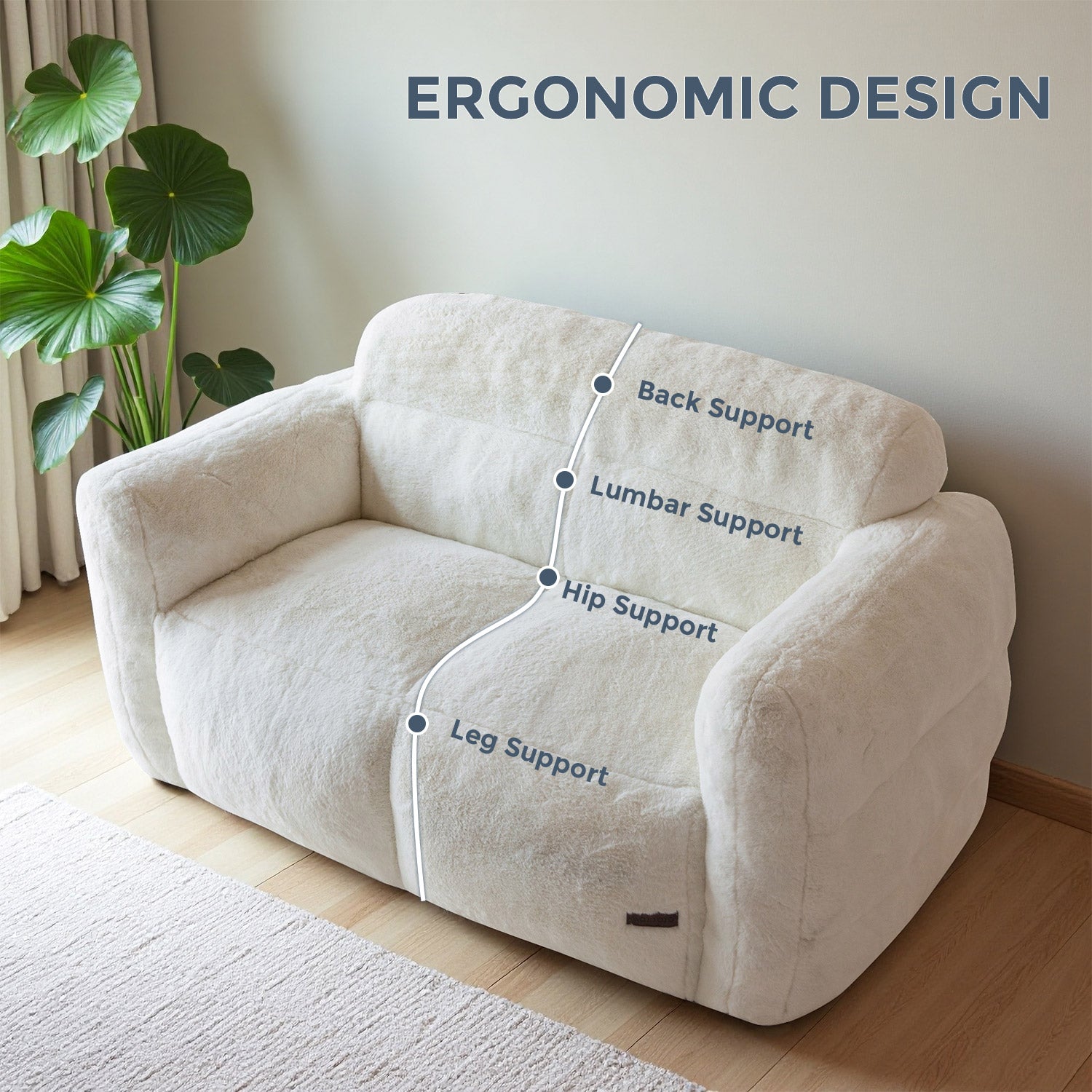 MAXYOYO Giant Bean Bag Chair - Ultra Soft Fluffy Oversized Bean Bag Sofa for Adults & Teens, Cozy Reading Nook Chair, Lounge Chair for Bedroom, Living Room, Dorm - Beige (Perfect for Relaxing, Gaming & Movie Nights)
