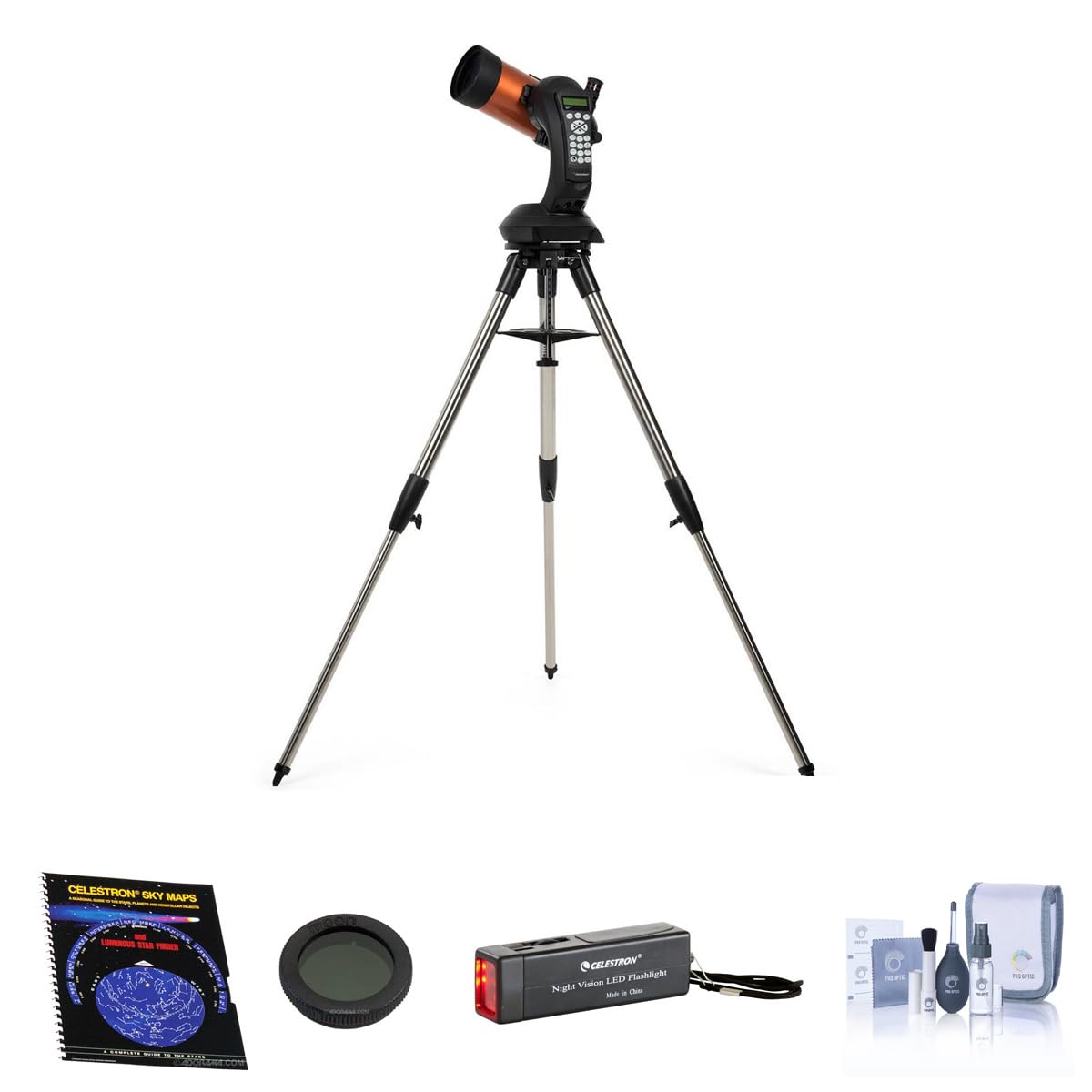 Celestron NexStar 4 SE Computerized Telescope with Maksutov-Cassegrain Optics - Includes Night Vision Flashlight, Sky Maps Book, 1.25
