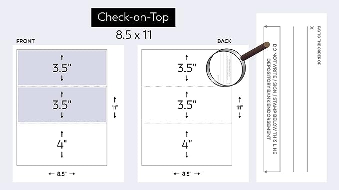 Compuchecks Top Blank Check Paper - 25 Pack for QuickBooks & Laser Printers | Secure Business Checks with Voucher | 8.5