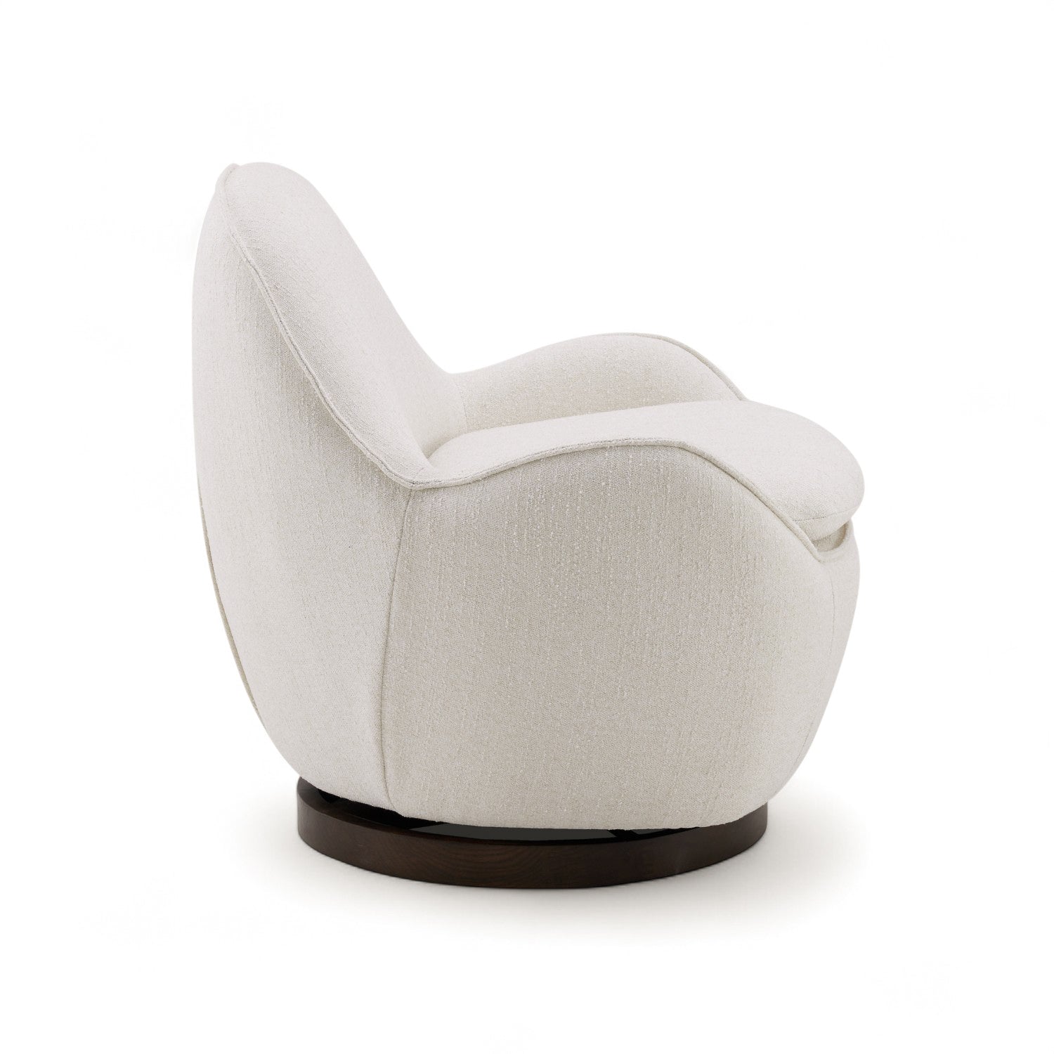 Snug Swivel Lounge Chair - Ivory Chenille Upholstery, 360° Rotating Modern Accent Chair for Living Room, Bedroom & Office - Comfortable Reading Nook Chair with Soft Fabric