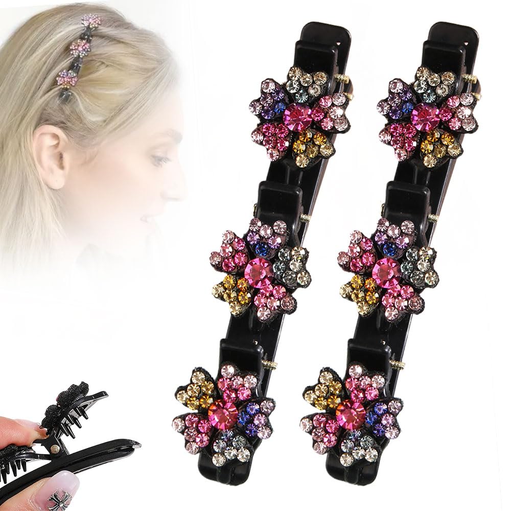 Sparkling Crystal Hair Clips for Women & Girls - Flower Design for Parties & Weddings