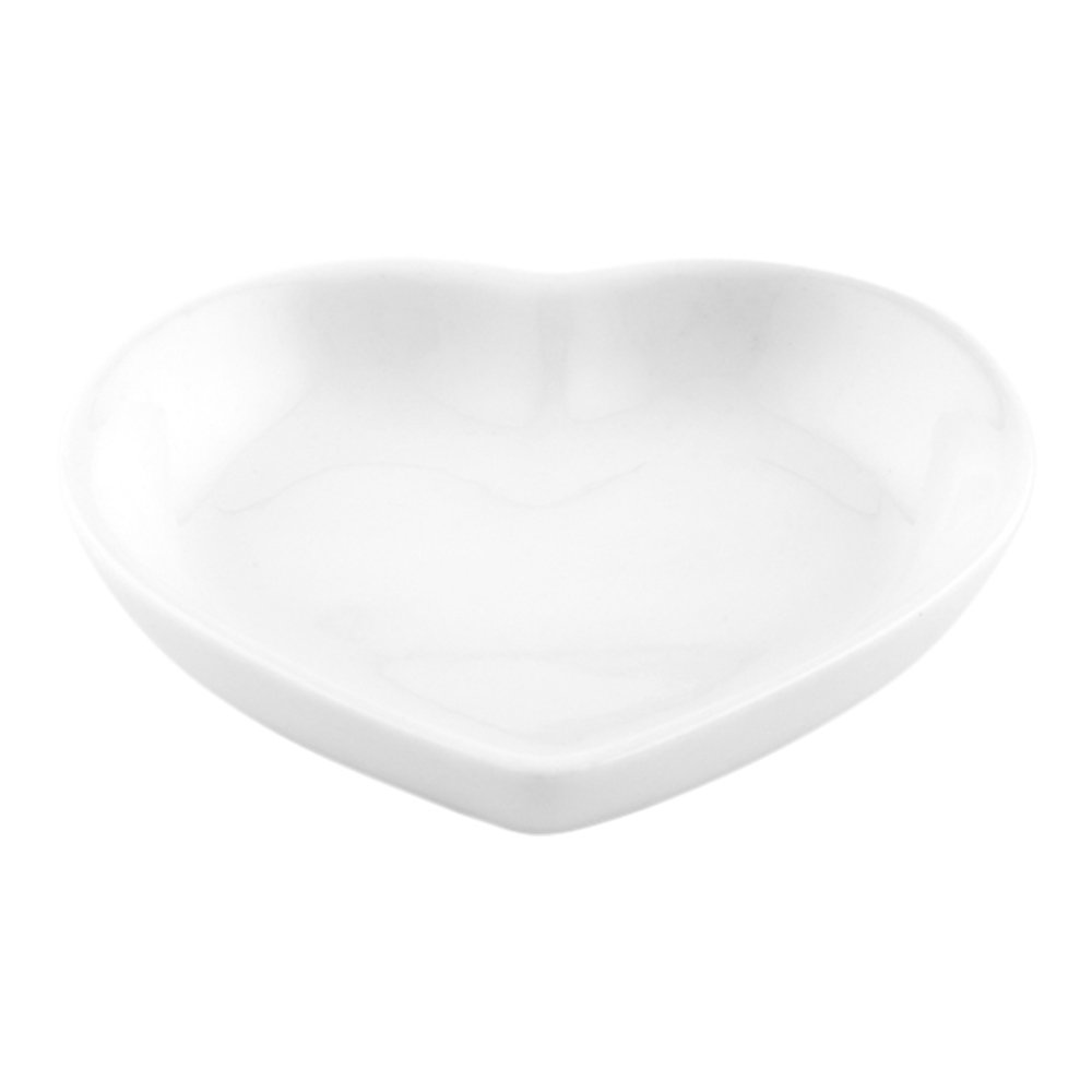 Restaurantware Porcelain Heart Mini Plates - Set of 10, 1 oz Reusable Dishwasher Safe Appetizer Plates, Microwave & Oven Safe, Elegant White Dessert Plates for Weddings, Parties & Special Occasions - Perfect for Canapés, Petit Fours & Chocolate Tasting
