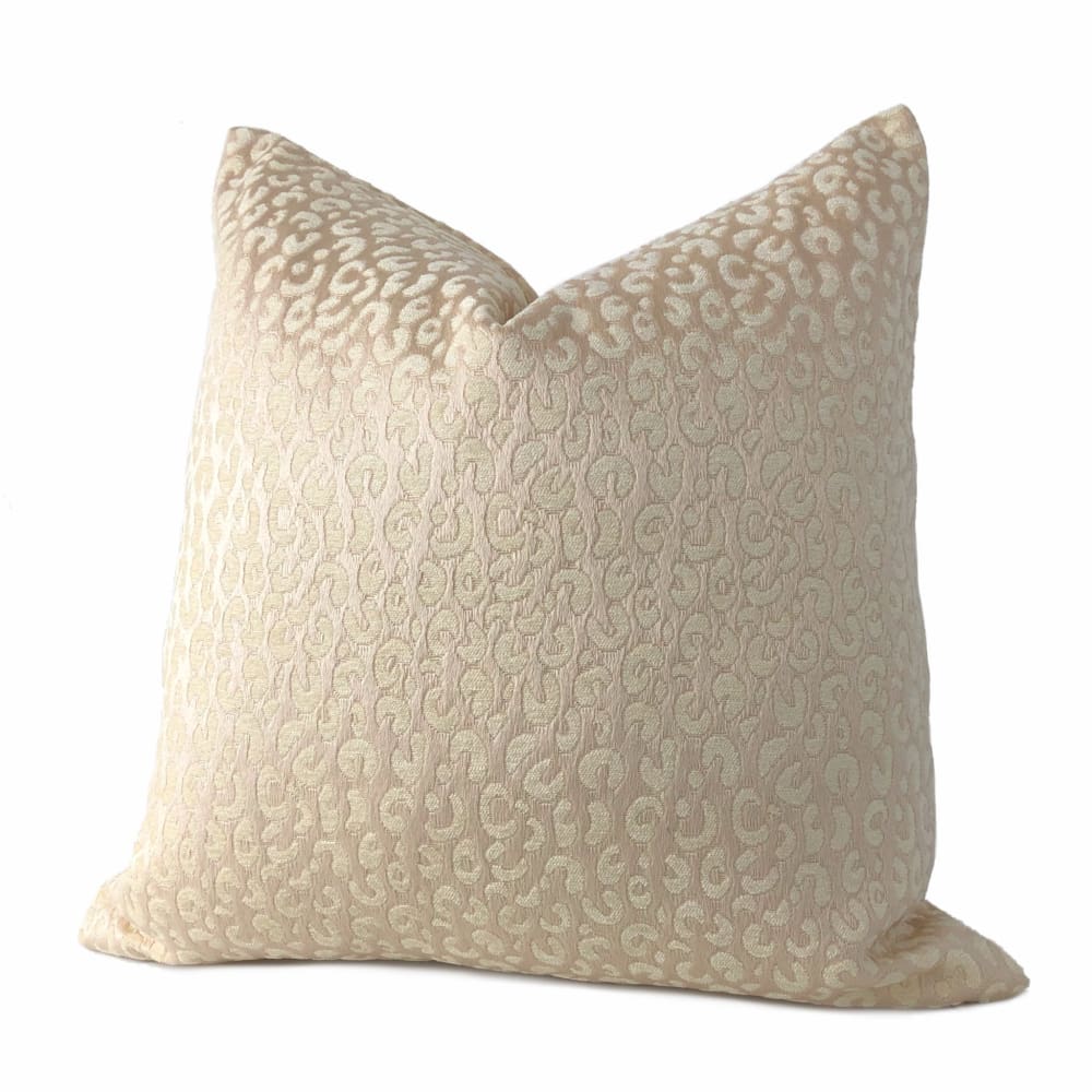 Ivory Faux Fur Leopard Print Pillow Cover - Soft Decorative Throw Pillow Case for Couch, Bed, Sofa & Home Decor