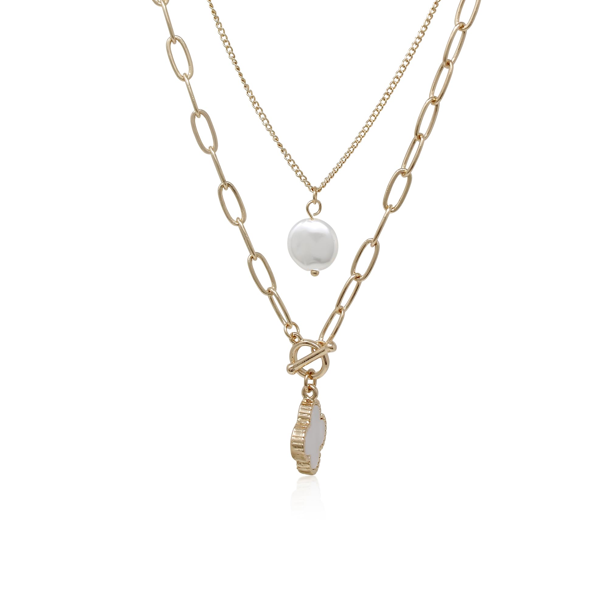 POMINA Chunky Coin Fashion Gold Necklace for Women - Trendy Statement Toggle Necklace with Antique Gold Coin Pendant & Thick Link Chain - Perfect for Layering, Everyday Wear, and Special Occasions