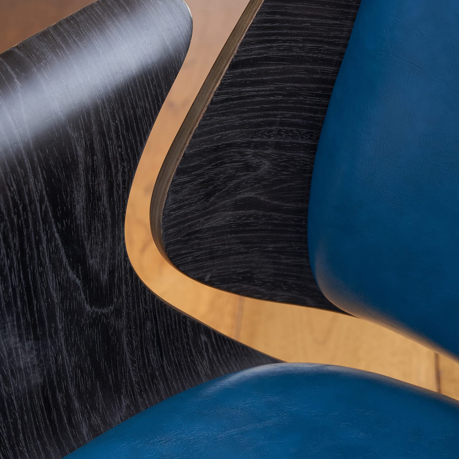 Modern Mid-Century Dining Chair Set of 2 - Walnut Wood Finish Armless Side Chairs for Kitchen, Dining Room, Living Room & Restaurant - Blue Velvet Upholstered Seating - Perfect for Home Decor, Small Spaces & Compact Dining Areas