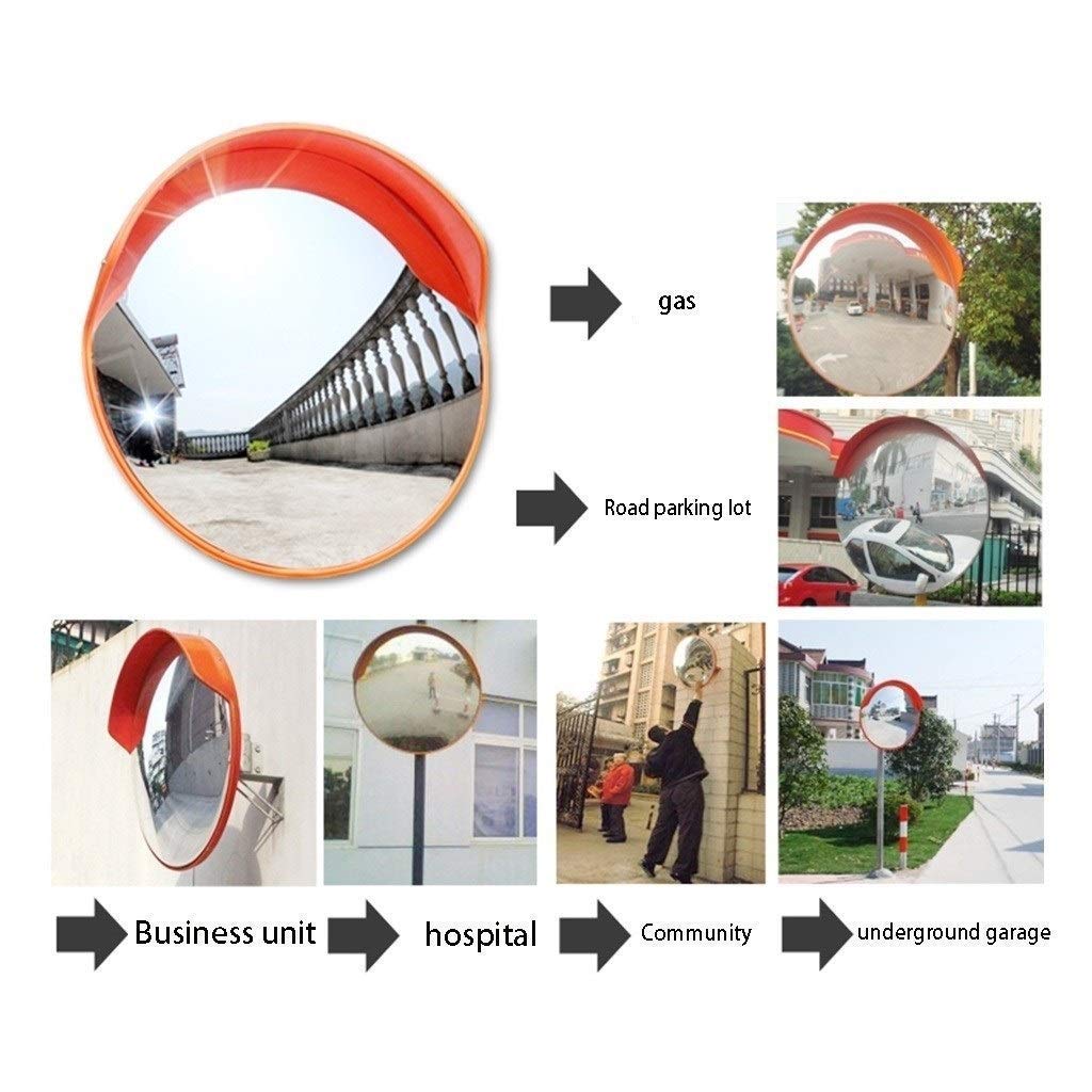 45-120CM Shatterproof Convex Car Mirror - Wide Angle Blind Spot Safety Mirror for Parking & Traffic (45CM, Black) - Perfect for Driveways, Garages & Tight Parking Spaces