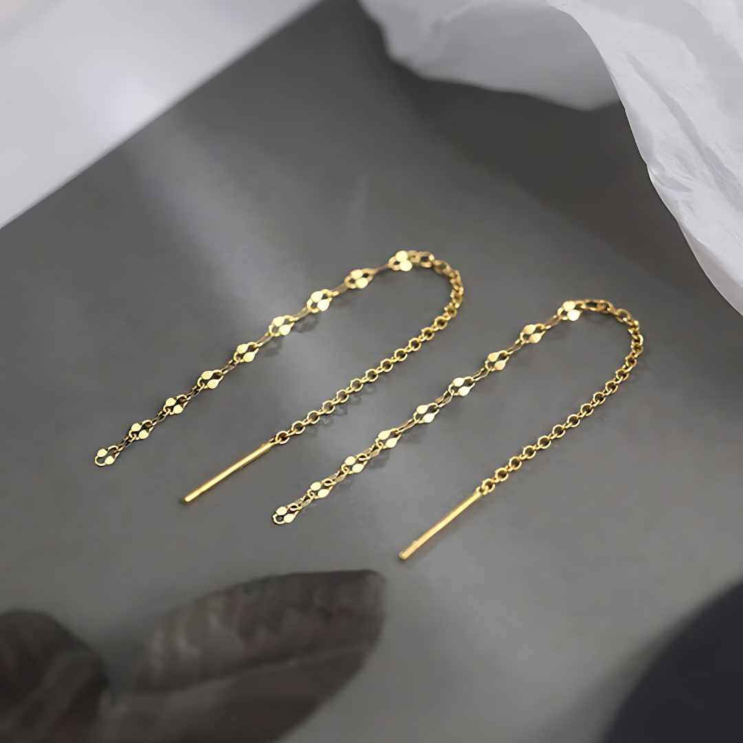 Minimalist Lip Chain Tassel Spiral Earrings for Women - Trendy Boho Chic Dangle Ear Jewelry | Perfect for Parties, Weddings & Everyday Wear | R0624
