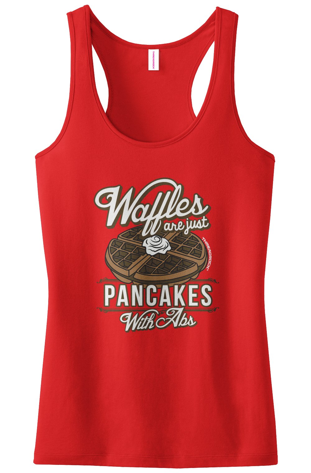 Threadrock Women's Waffle Print Racerback Tank Top - Funny Gym Workout Shirt for Women | Perfect for Fitness, Running & Casual Wear