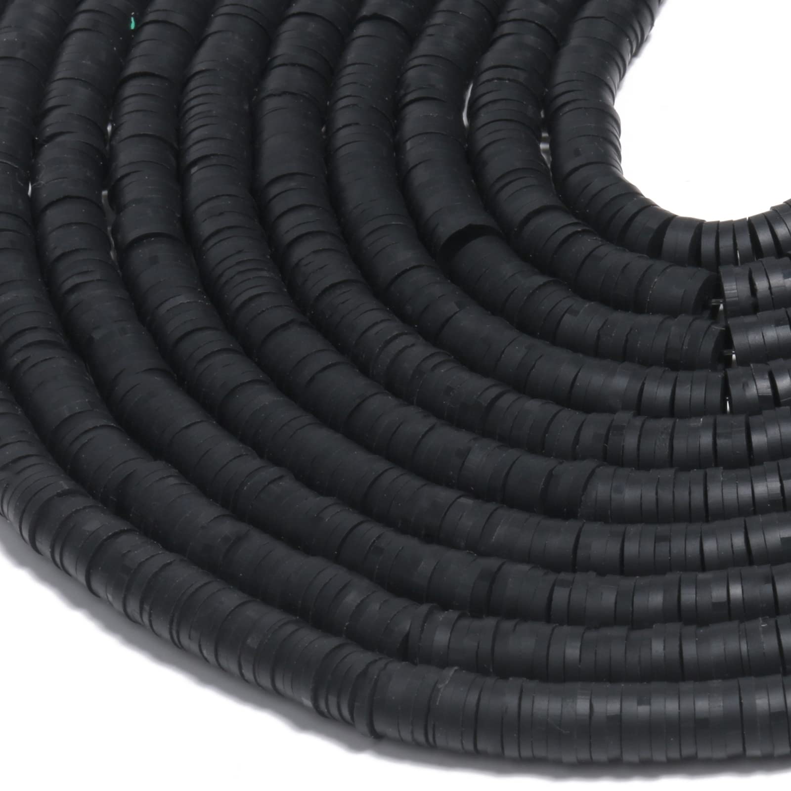 3600pcs Black Polymer Clay Beads for Jewelry Making - 6mm Flat Round Spacer Beads, 10 Strands Heishi Beads for DIY Bracelets, Necklaces & Earrings - Perfect for Crafting, Gifts & Boho Style Accessories