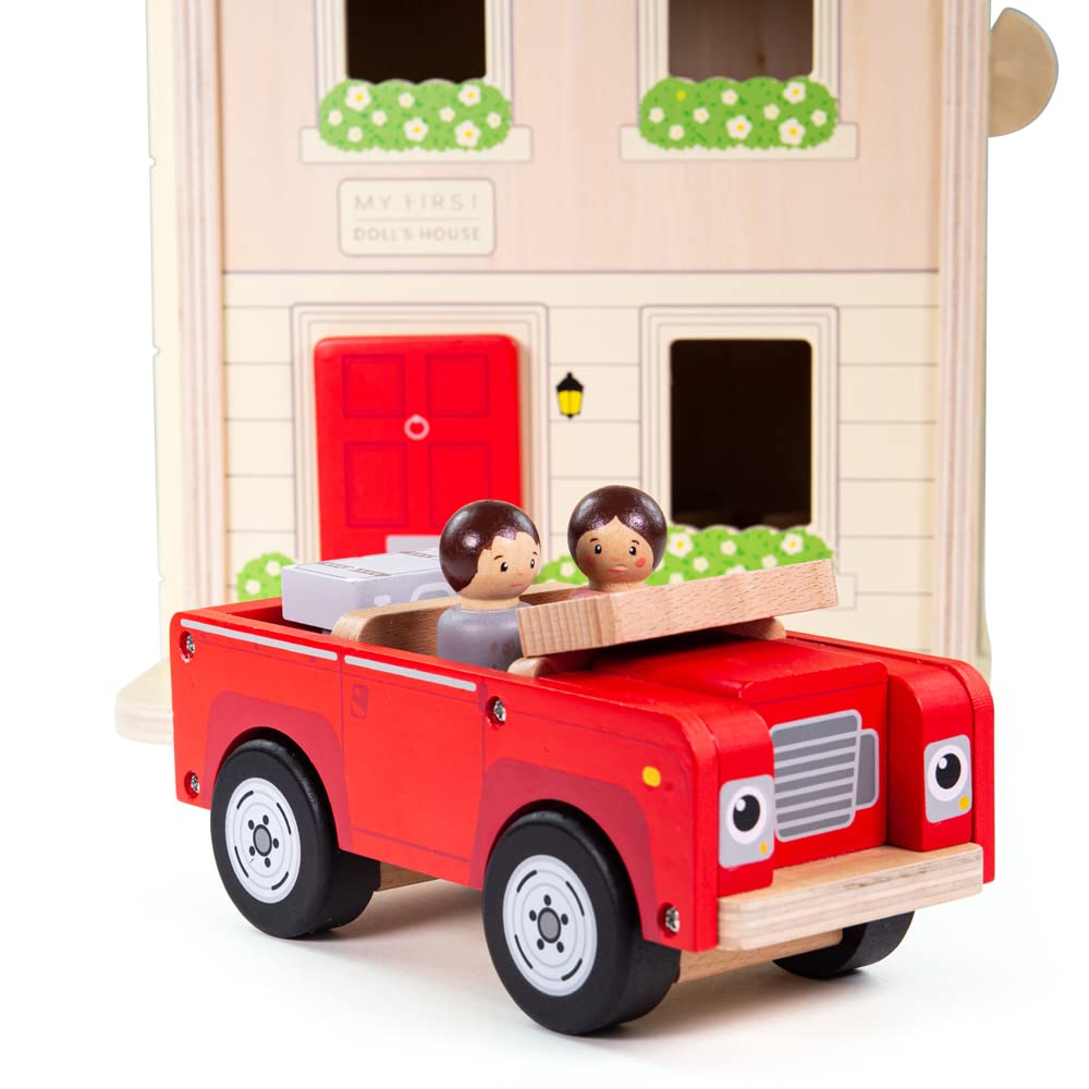 Bigjigs Toys My First Dolls House - Wooden Dollhouse for Toddlers with 13pc Furniture Set | Girls Pretend Play Toy | Perfect Gift for 3 Year Old | Indoor Imaginative Play & Early Childhood Development
