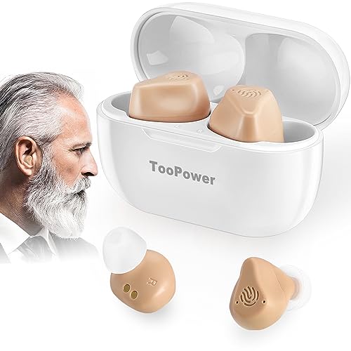 Rechargeable Hearing Aids for Seniors with Noise Cancelling - OTC Digital Hearing Amplifier with Natural Sound, 3 Modes, 5-Level Volume Control, Dual Mic & No Feedback - Skin Color | Perfect for TV Watching, Conversations & Outdoor Activities
