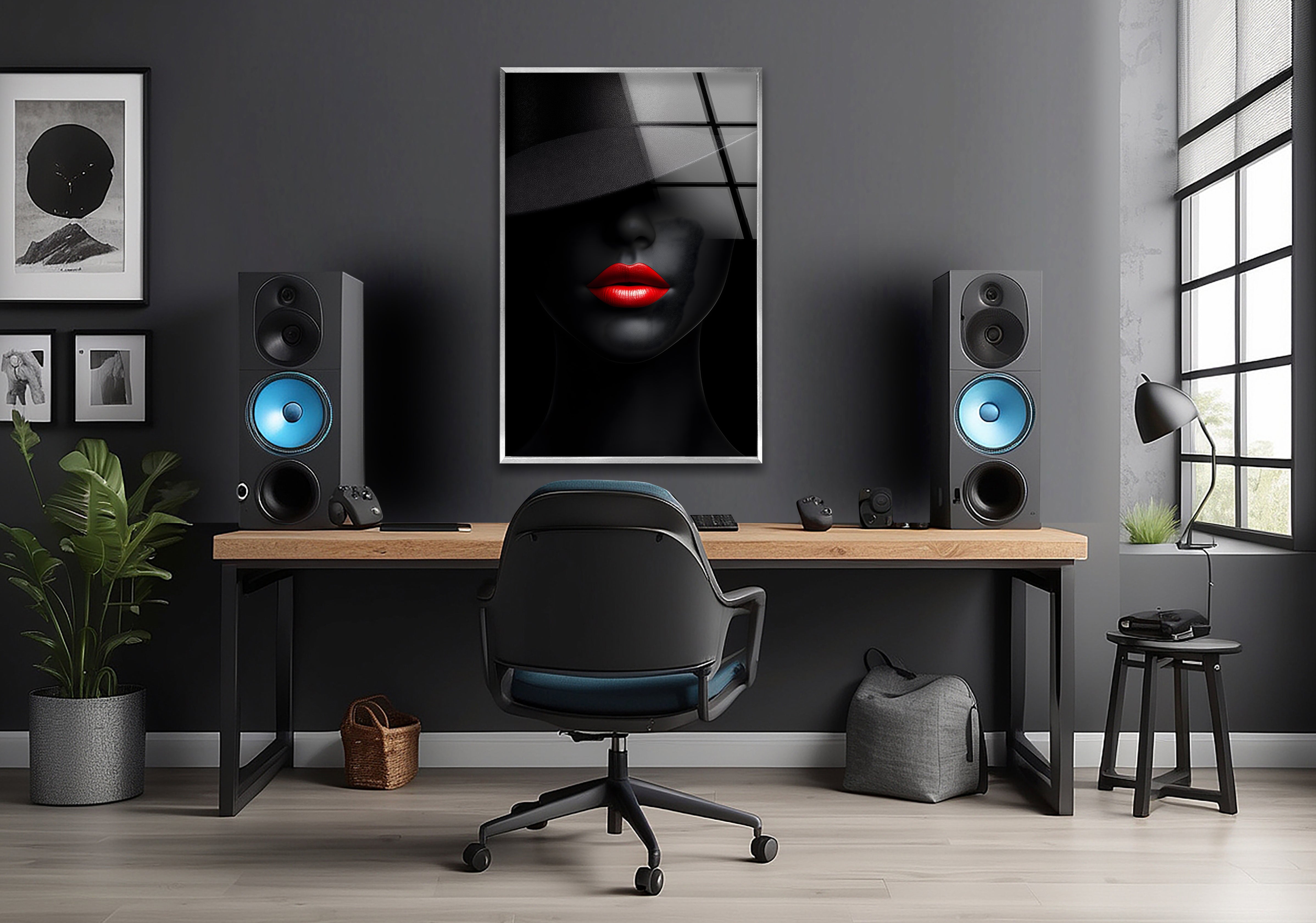 Stunning Black and White Portrait of a Beautiful Woman - Elegant Glass Wall Art Decor for Living Room, Bedroom & Office