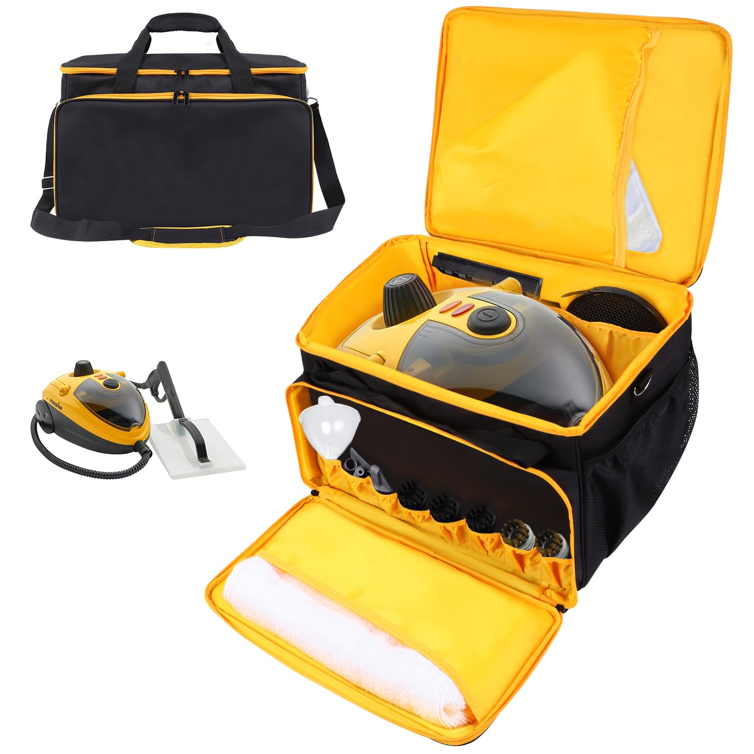 Wagner Spraytech C900134 Steamer Storage Bag - Adjustable Portable Carrying Case with Extra Pockets for Steam Cleaner Accessories | Perfect for Home Cleaning, Car Detailing & DIY Projects