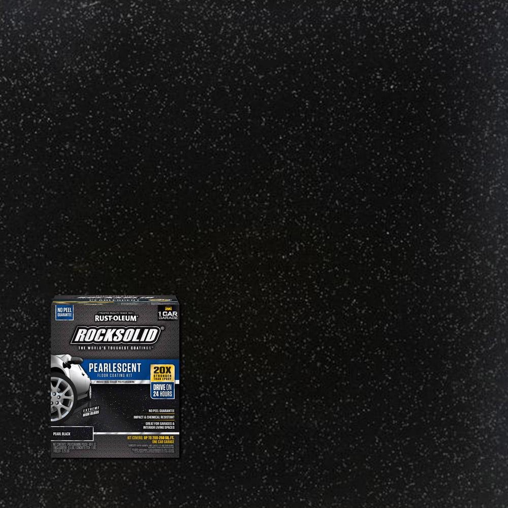 Rust-Oleum 306325 RockSolid Pearlescent 1 Car Garage Floor Coating Kit - Pearl Black | Durable Epoxy Paint for Garage Floors, Basements & Workshops | Easy DIY Application, High Gloss Finish