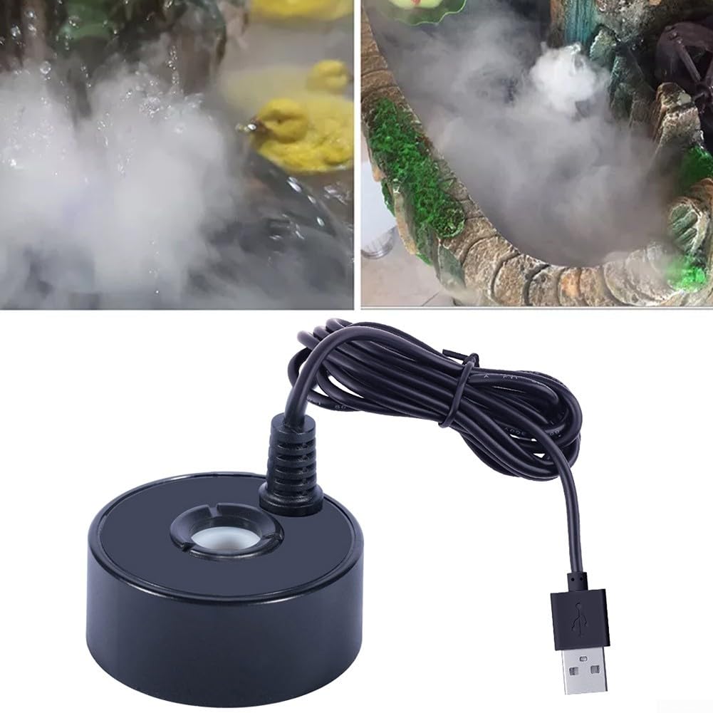 Mini USB Mist Maker - 5V Portable Fountain Mister Fogger for Indoor & Outdoor Use, Small Pond Fog Machine & Air Humidifier (Black) | Perfect for Home Decor, Yoga Rooms, and Garden Water Features