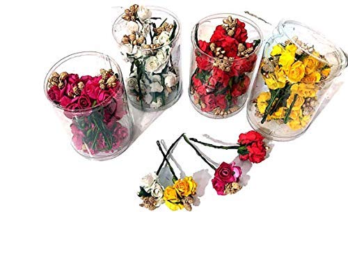 Premium Rose Paper Flower Hair Bun Pins - Pack of 24 Multicolor Hair Accessories for Women, Bridal Hairstyles, Boho Weddings & Special Occasions
