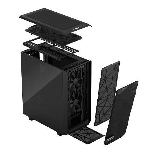 Meshify 2 Compact Black ATX Mid Tower PC Case with Tempered Glass Side Panel - High Airflow Gaming Computer Case for Home & Office Builds
