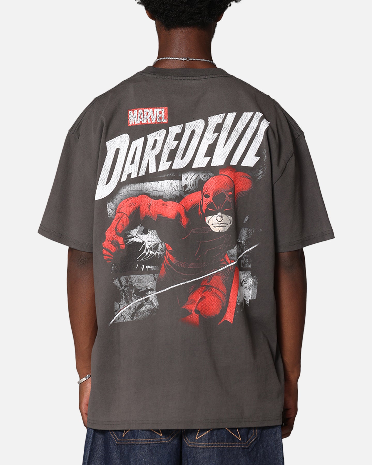 Marvel Daredevil Graphic T-Shirt for Men - Vintage Superhero Tee with Black Wash - Perfect for Cosplay, Comic Con & Casual Wear