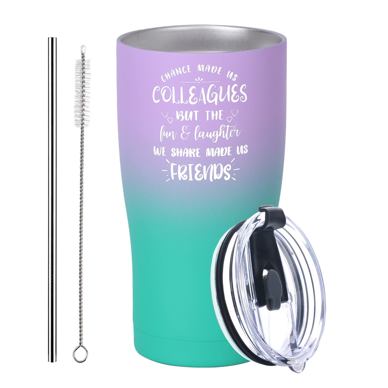 20 oz Insulated Tumbler with Lid & Straw - Coworker Appreciation Gift for Women & Men - Perfect for Farewell, Retirement, Birthday, Christmas - Office, Home & Travel Use