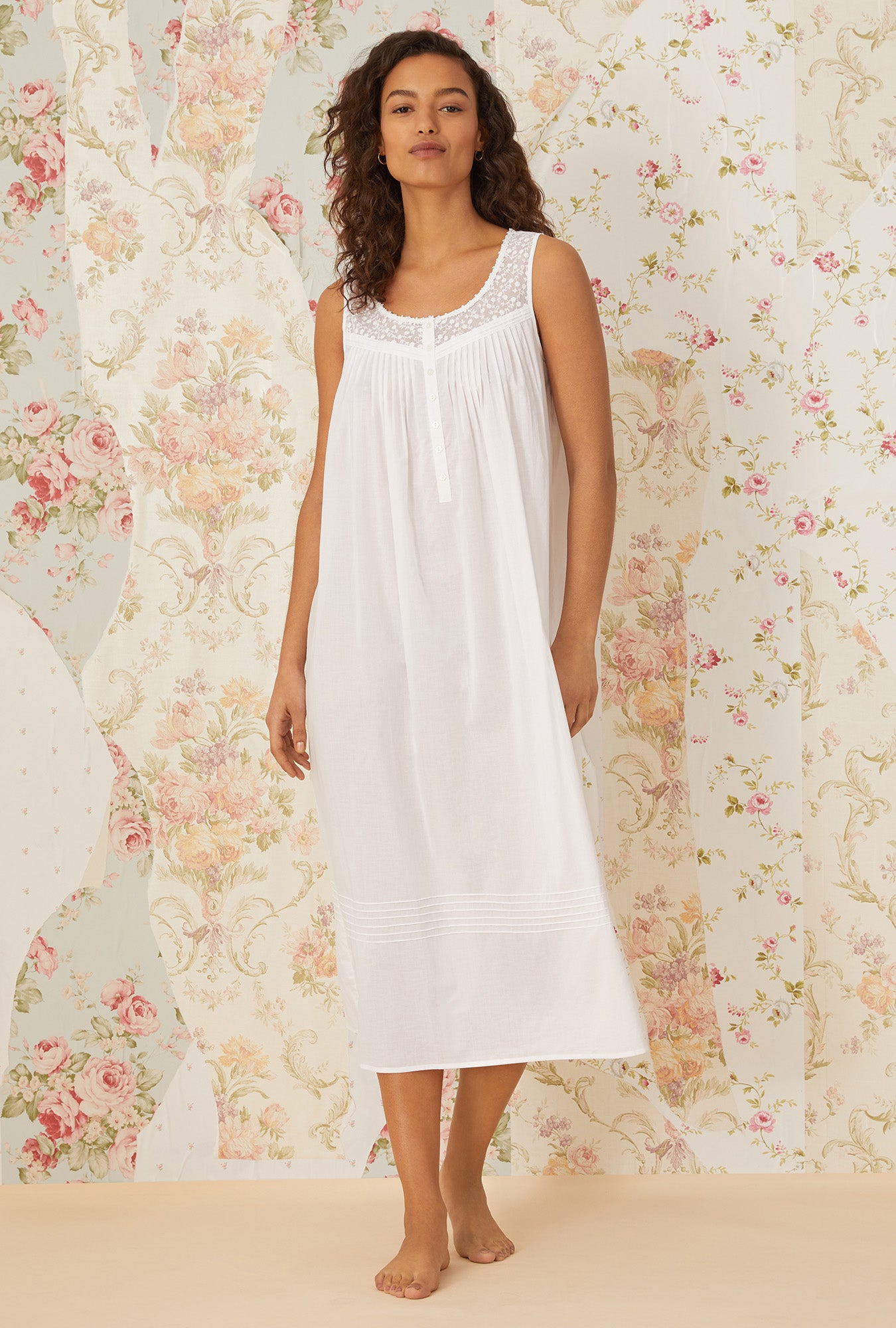 Eileen White Cotton Lace Ballet Nightgown - Elegant Sleepwear for Women, Perfect for Bedtime, Lounging & Romantic Evenings
