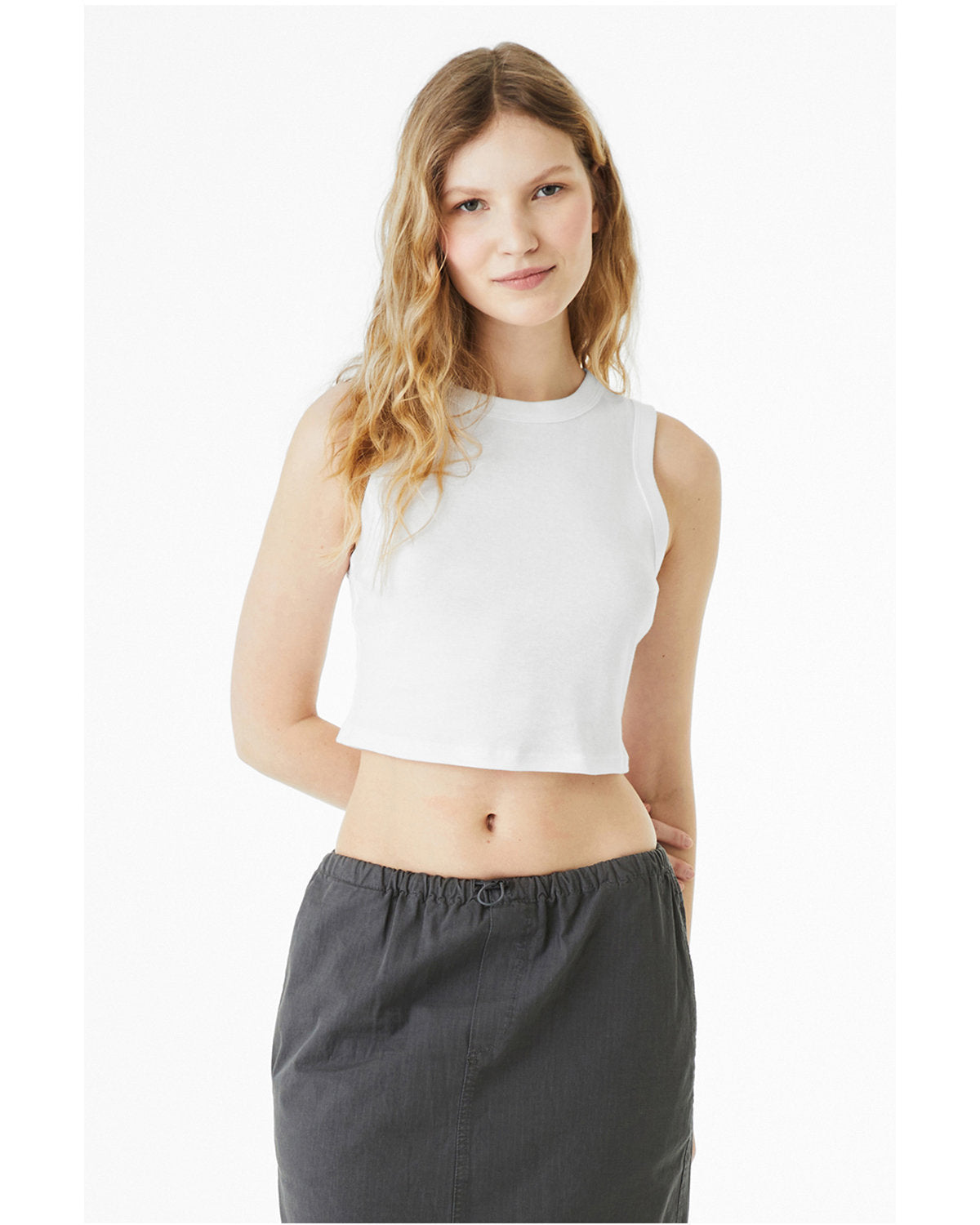 Bella + Canvas 1013BE Women's Micro Rib Muscle Crop Tank Top - Soft Stretchy Workout Shirt for Yoga, Gym & Casual Wear