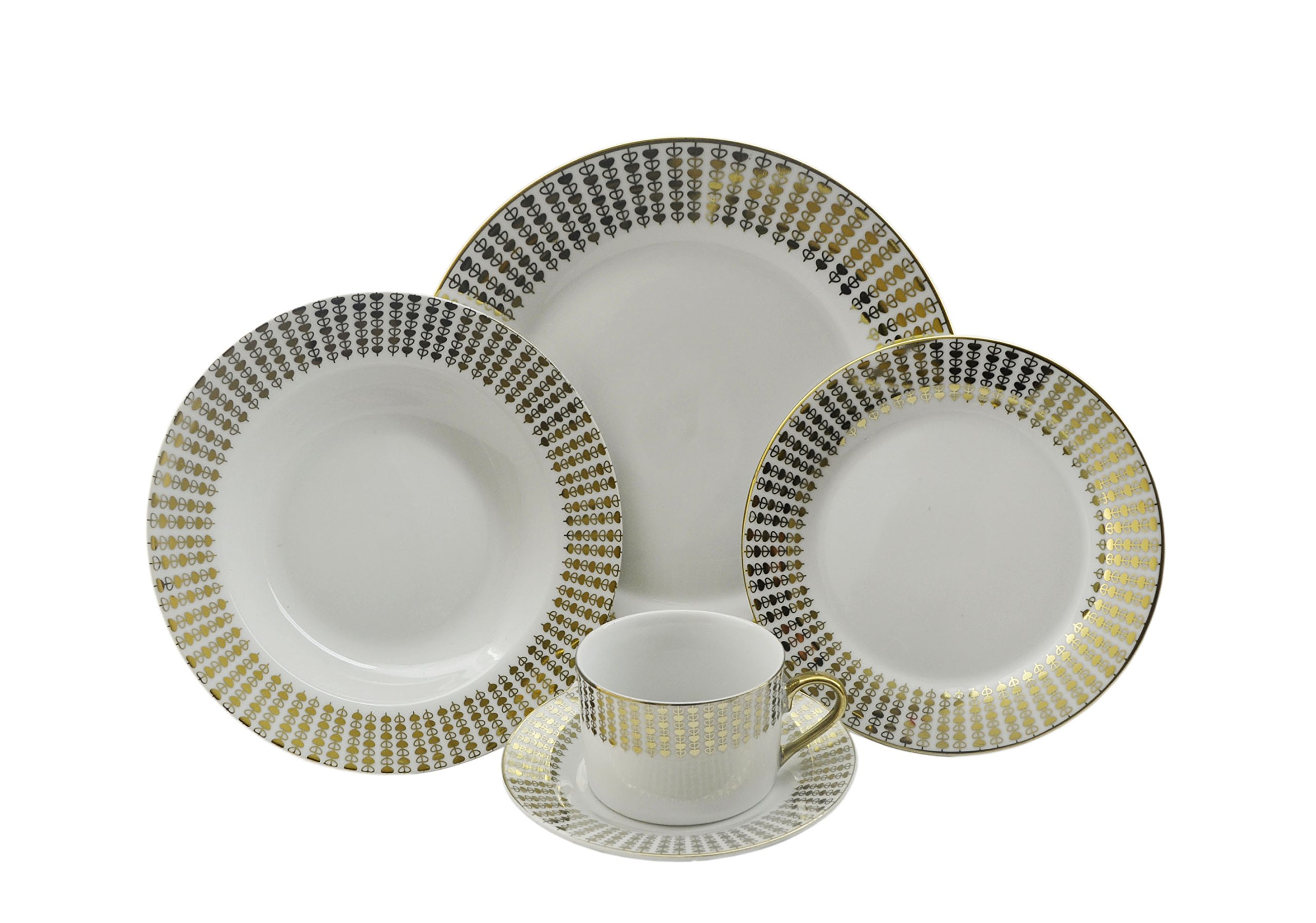 YL7620 Elegant 20-Piece Gold Dinnerware Set - Porcelain Tableware for Formal Dining, Wedding & Holiday Gatherings