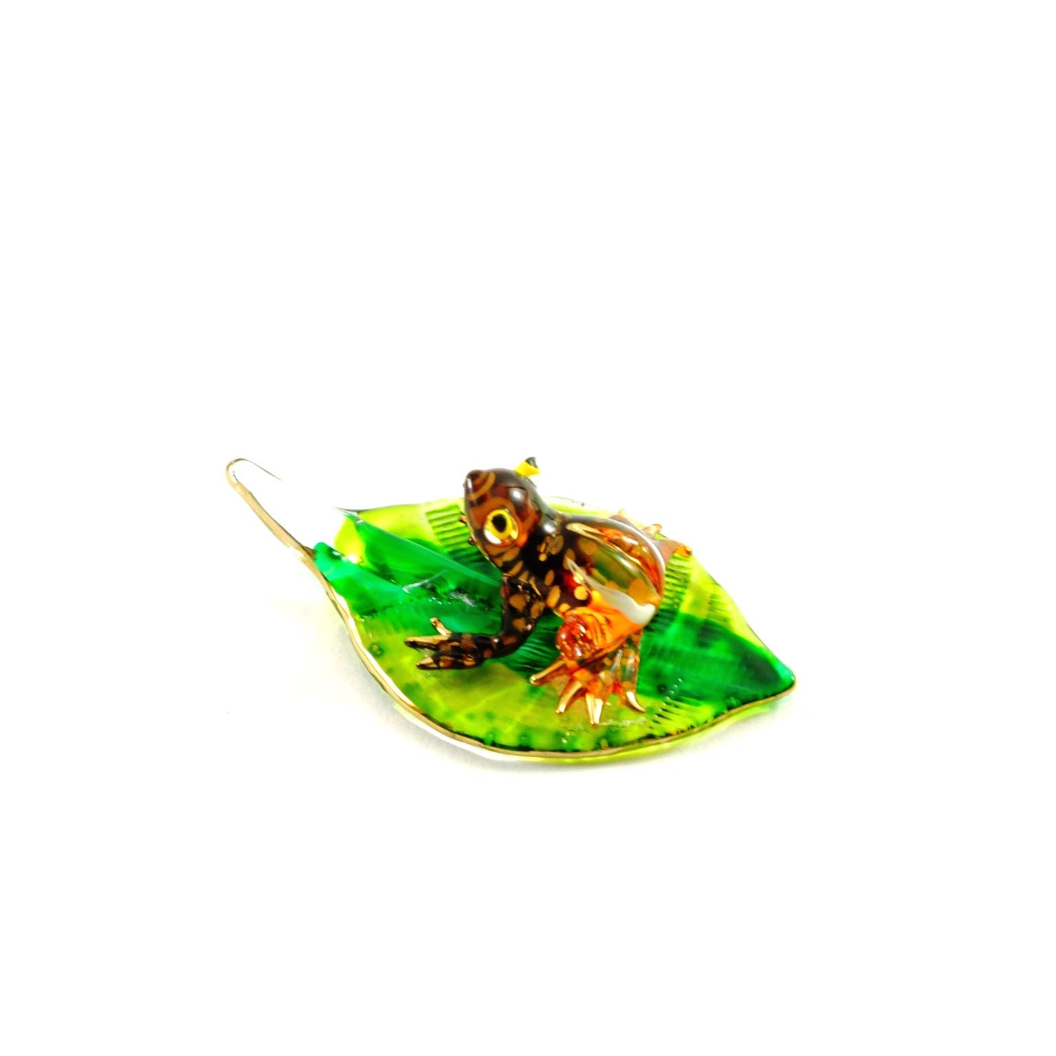 Handmade Glass Frog Figurine - Mini Orange Animal Decor for Home & Office