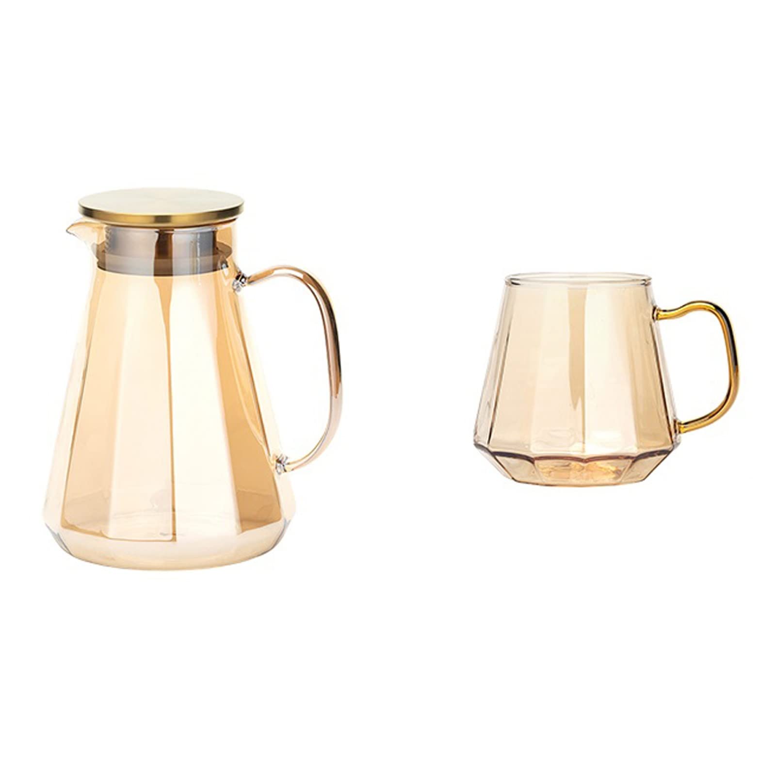1.8L Glass Water Carafe with Handle - Diamond Shape Cold Kettle, Heat Resistant Pitcher for Iced Tea, Lemon Water & Infusions - Perfect for Home, Office & Entertaining