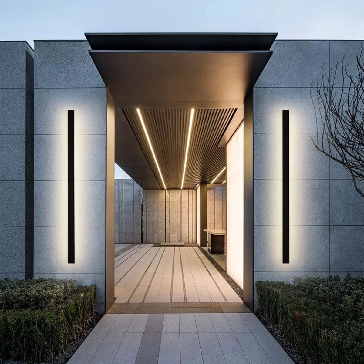 Modern LED Waterproof IP65 Outdoor Wall Light - Black Long Wall Lamp for Garden, Porch, Bedroom & Backlighting | 110V/220V | Durable Sconce Lantern for Patio, Hallway & Landscape Lighting