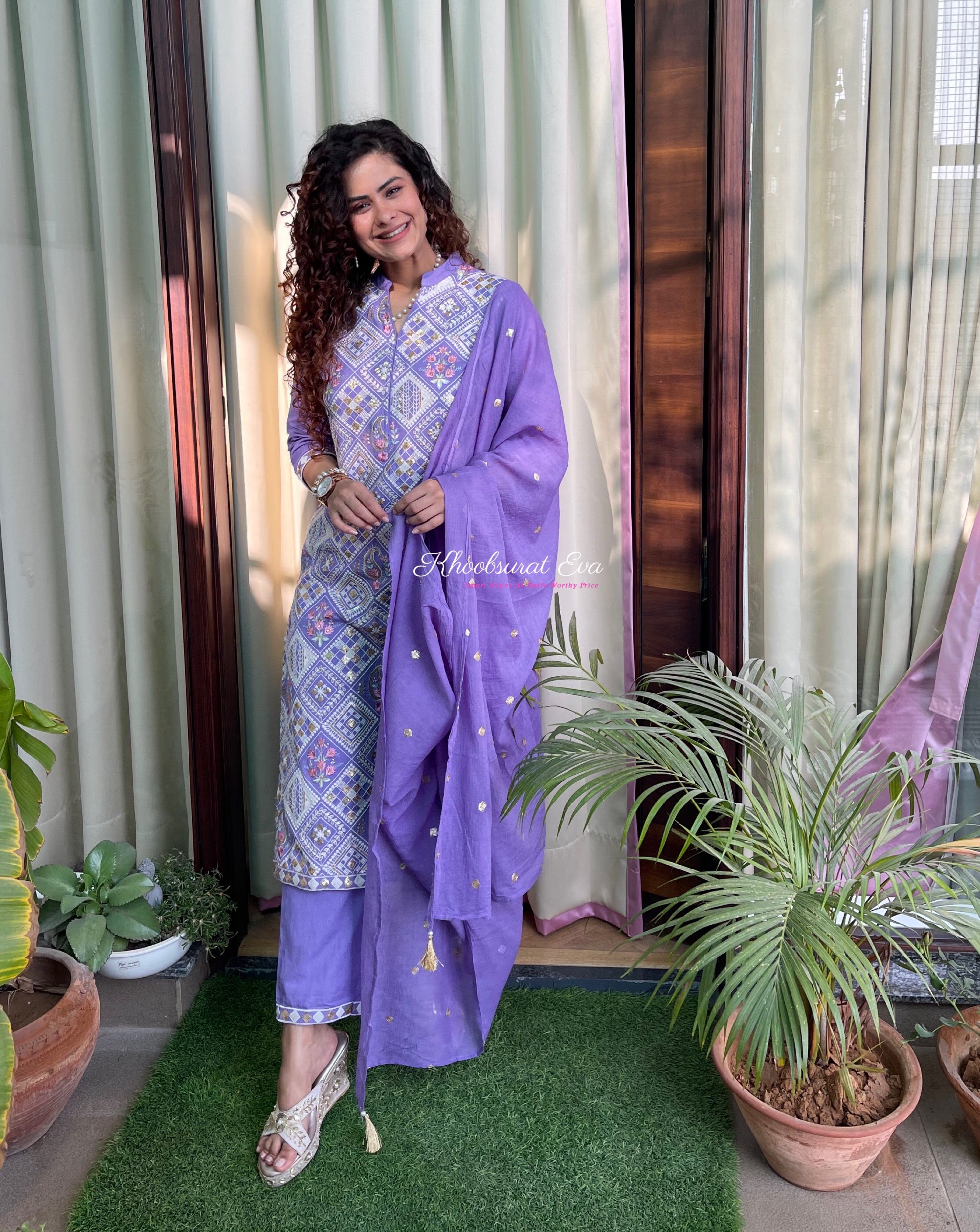 Elegant Purple Embroidered Dupatta Suit Set for Women - Traditional Indian Ethnic Wear for Weddings, Festivals & Special Occasions