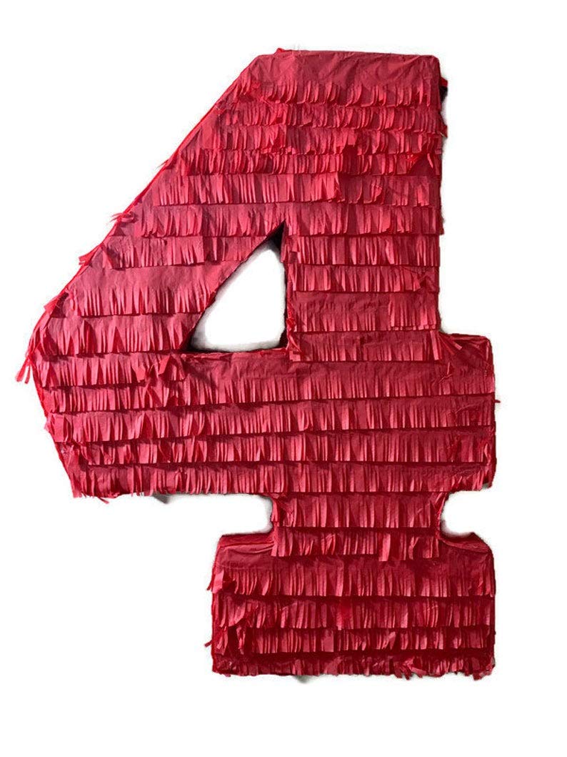 Red Number 4 Pinata for Birthday Parties - IPINATA Premium Party Supplies for Kids & Adults - Perfect for Birthdays, Cinco de Mayo & Celebrations
