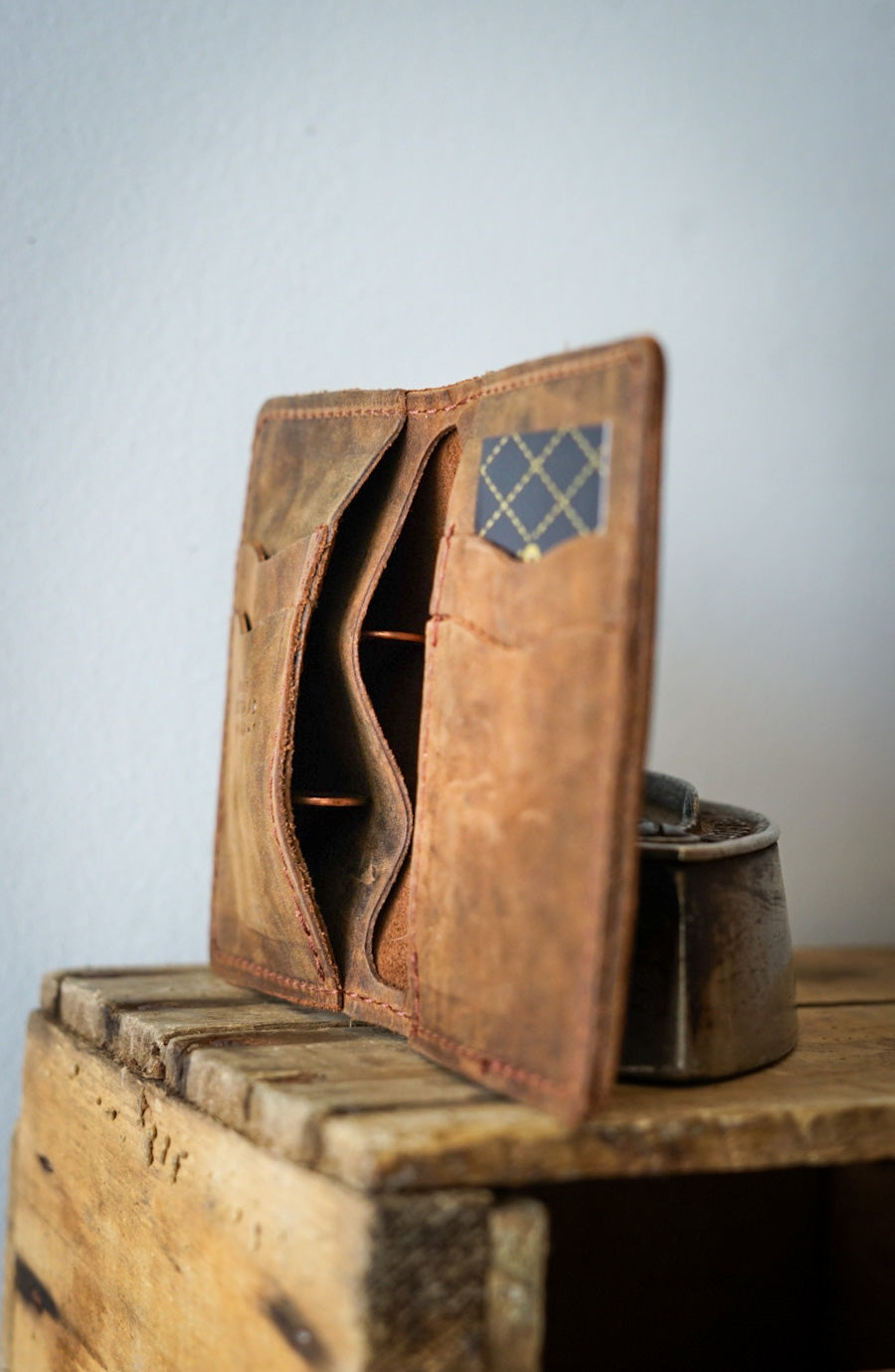 Mini Trucker Wallet for Men - Genuine Crazyhorse Brown Leather RFID Blocking Slim Bifold Wallet - Perfect for Travel, Everyday Carry & Minimalist Lifestyle