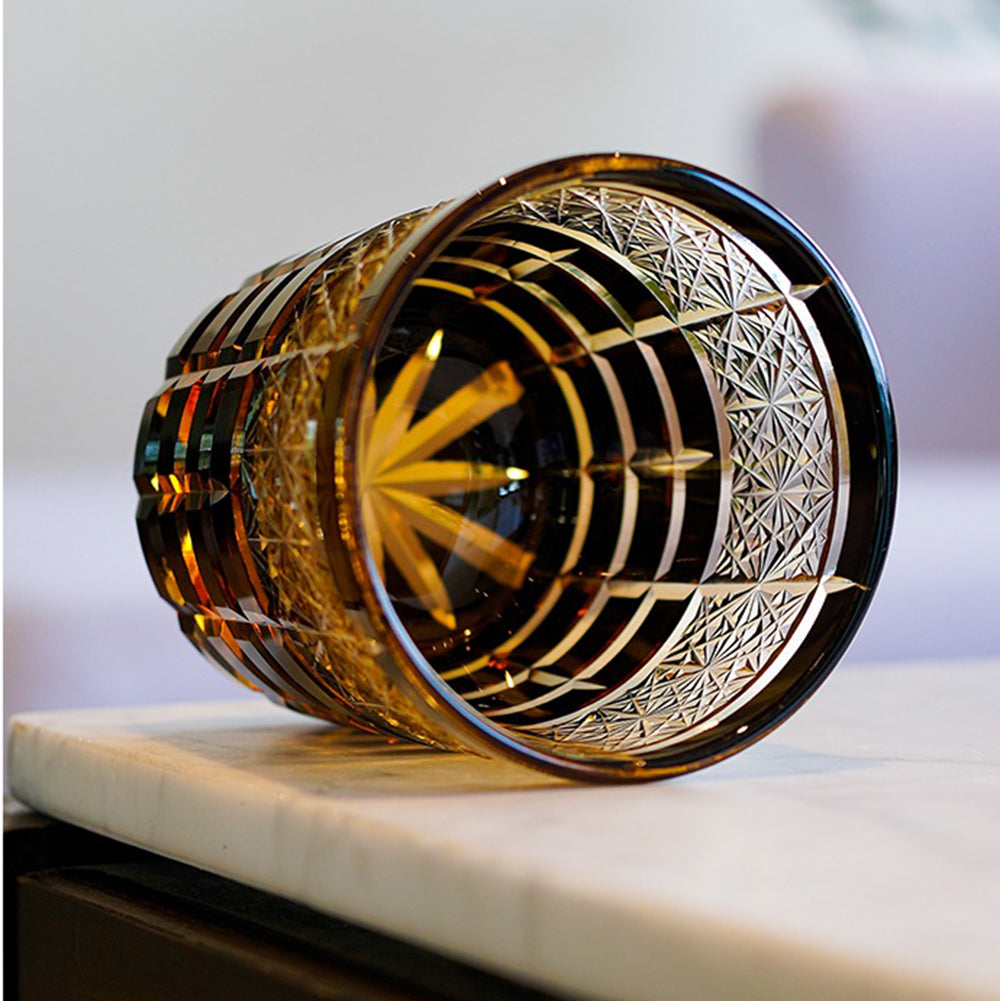 Handcrafted Edo Kiriko Diamond Whiskey Glass - Premium Cut Crystal Tumbler for Whiskey, Cocktails & Tea - Elegant Barware & Gift for Home, Office & Special Occasions