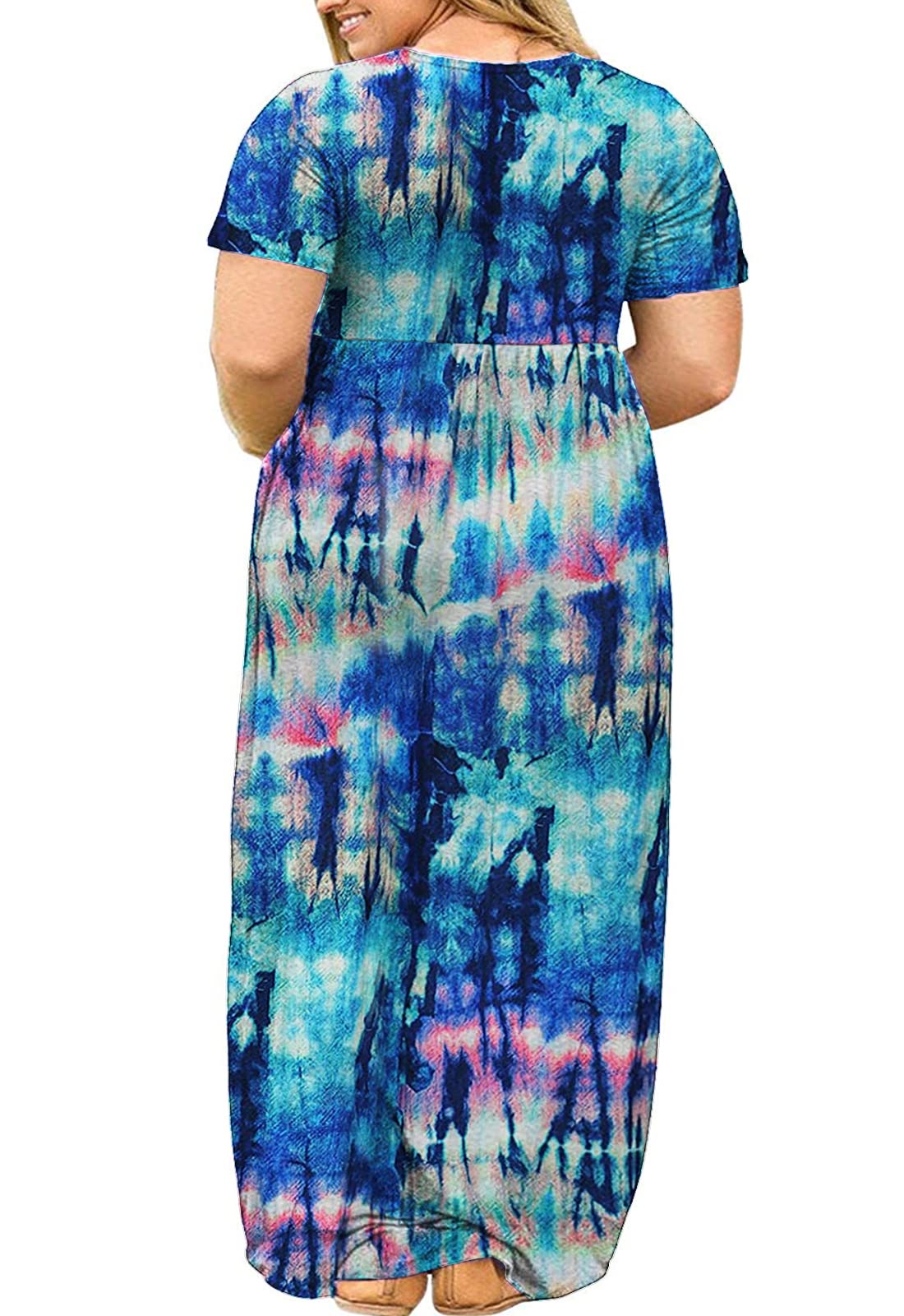 Kancystore Women's Plus Size Short Sleeve Maxi Dress with Pockets - Loose Fit Casual Summer Dress for Beach, Vacation & Everyday Wear