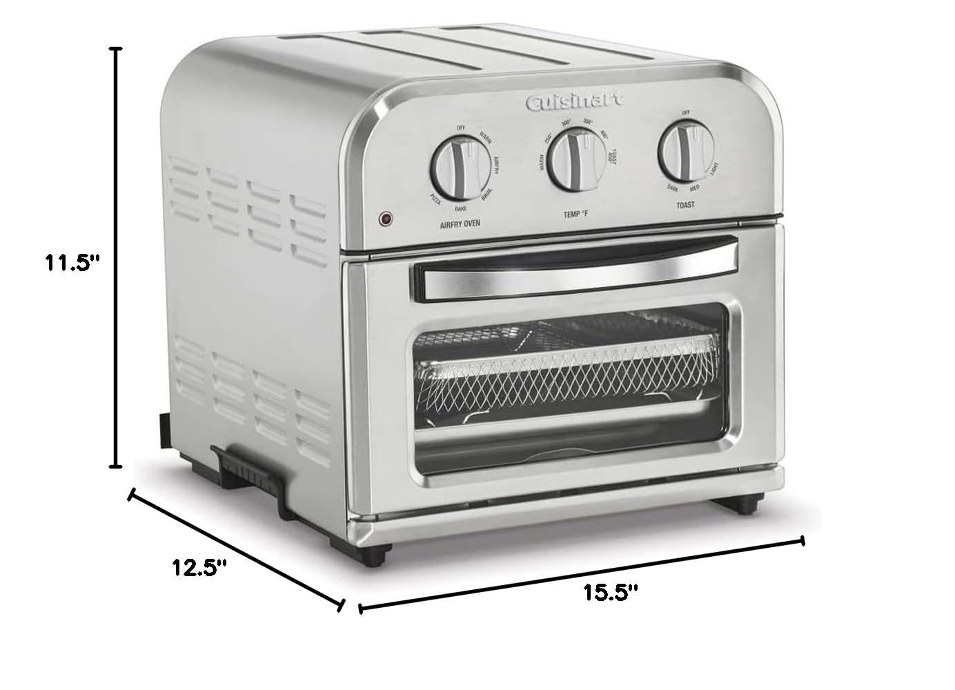 Cuisinart TOA-26FR Compact Air Fryer Convection Toaster Oven with 4 Functions - Stainless Steel (Renewed) - Perfect for Baking, Roasting, Toasting & Air Frying in Small Kitchens