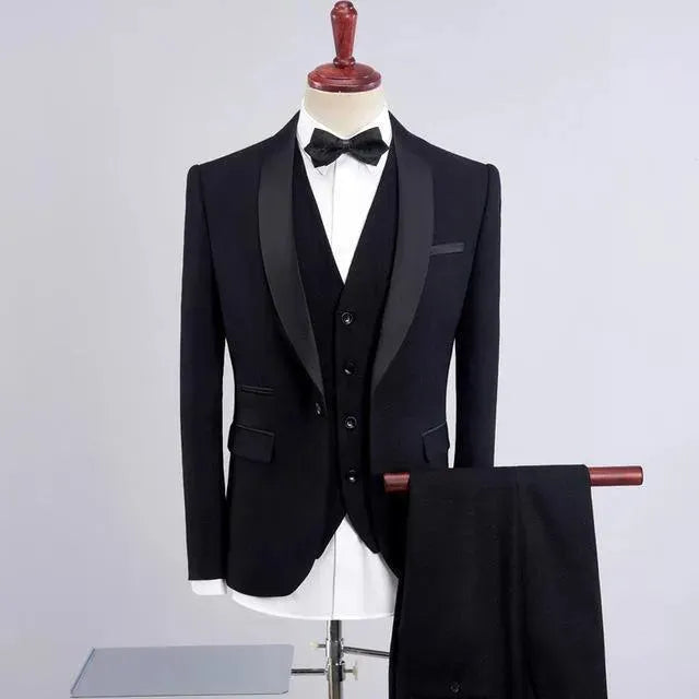 Elegant Cowell Tuxedo Wedding Suit for Men - Classic Shawl Collar Formal Wear - Perfect for Weddings, Proms & Black Tie Events