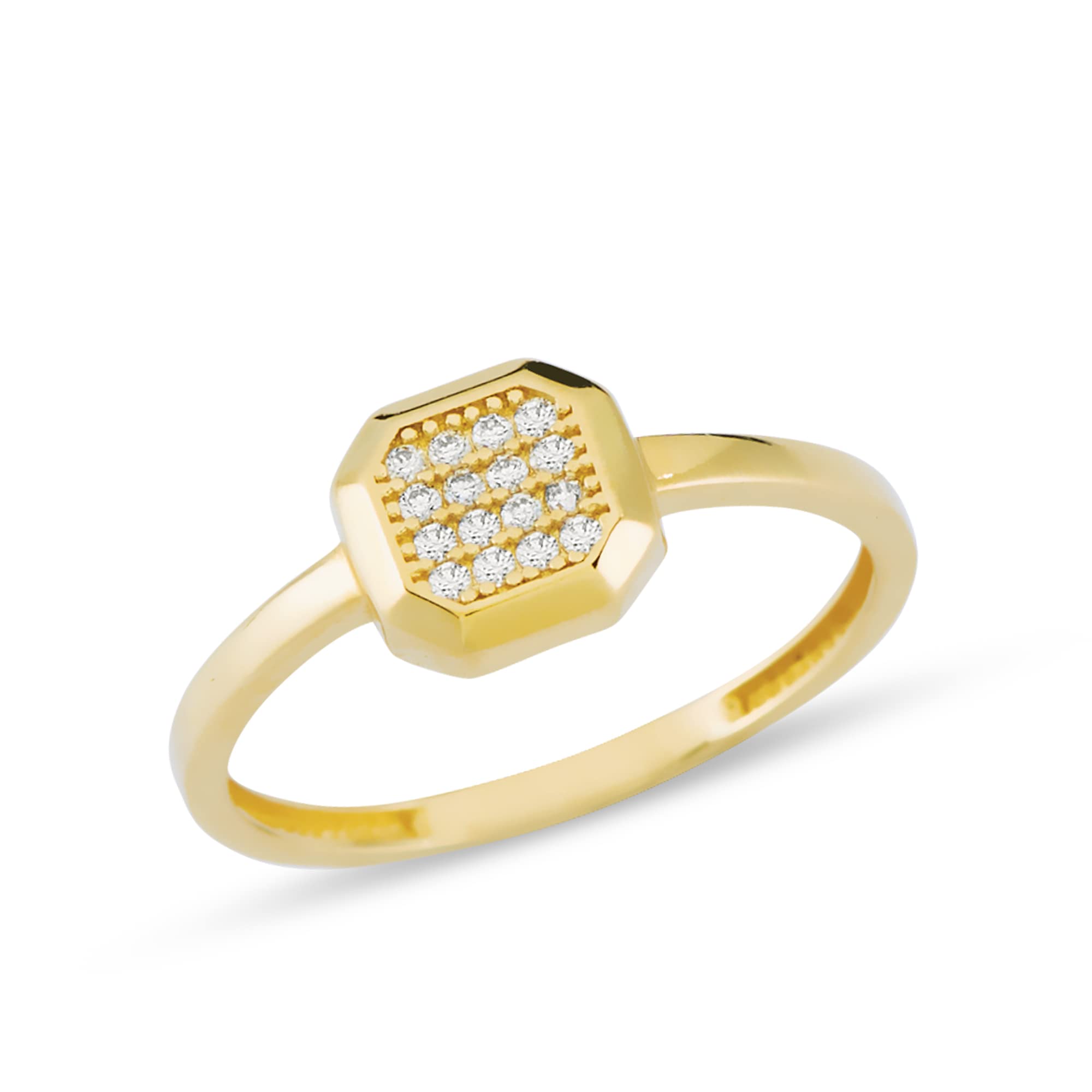 14K Solid Gold Dainty Stacking Rings for Women - Square Signet Ring with Round-Cut Cubic Zirconia (CZ) Stones, Yellow/White/Rose Gold Options, Stackable Boho Vintage Rings, Perfect Gift for Her, Fine Jewelry (Size 4.5-12) | Ideal for Everyday Wear, Layering, Special Occasions & Anniversary Gifts