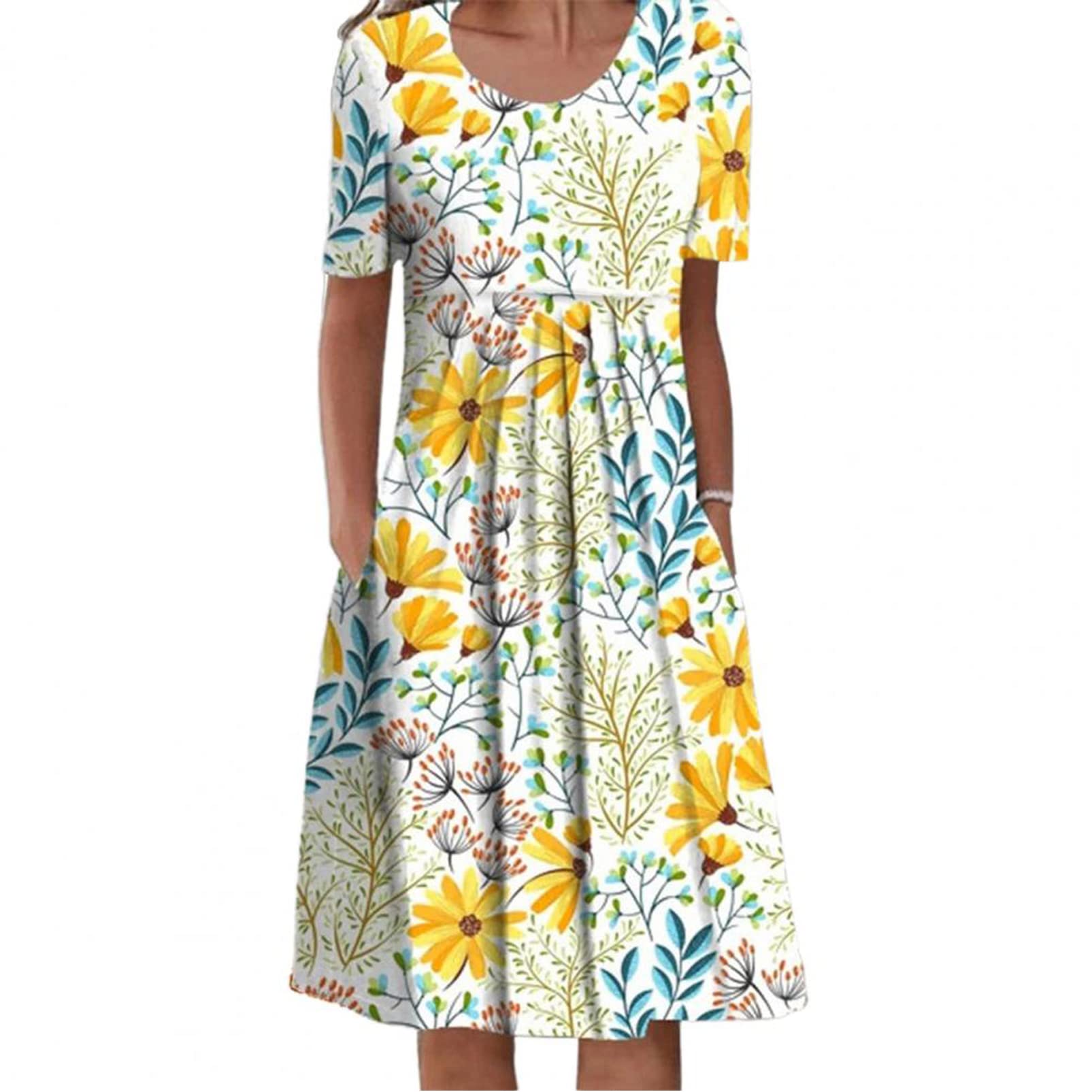 NUOWEN Women's Floral Print Summer Dresses - Elegant Fashion Dresses for Mature Ladies | Perfect for Garden Parties, Brunch Dates & Vacation Outfits
