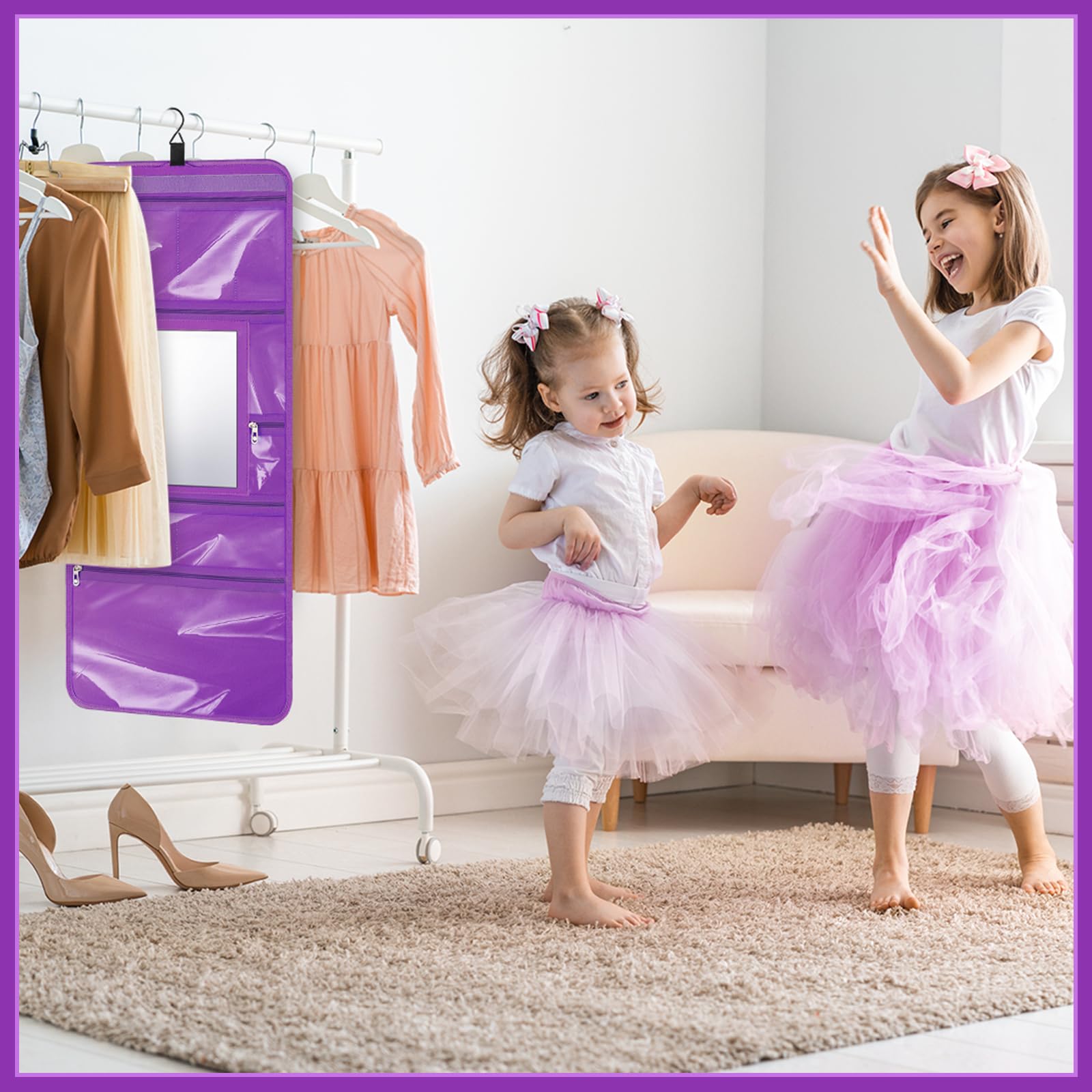 Foldable Hanging Toiletry Bag with Mirror - Travel Cosmetic Organizer for Dancers, Artists & Home Spa