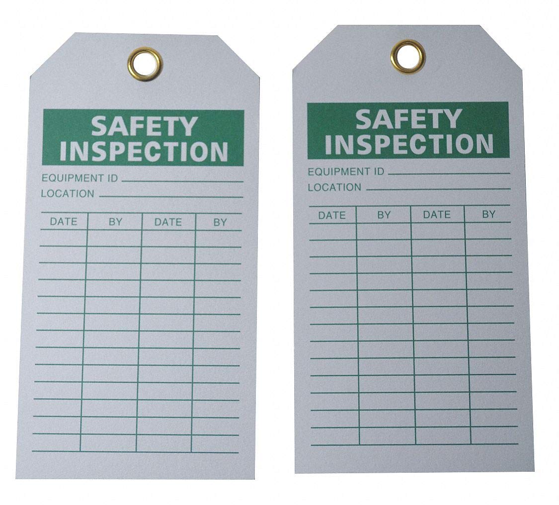 Safety Inspection Tags - Pack of 100, 5.75 x 3 Inch Durable Cardstock Tags for Equipment & Workplace Safety Inspections | OSHA Compliant | Perfect for Construction Sites, Warehouses & Industrial Facilities
