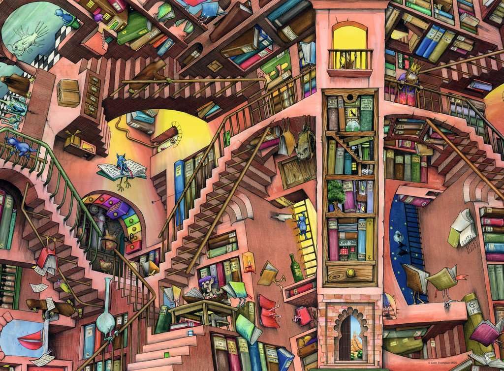 Ravensburger 500-Piece Puzzle - Library & Books Jigsaw Puzzle for Adults & Kids, Premium Puzzle Glue Included for Framing, Fun Family Activity for Relaxation & Home Decor